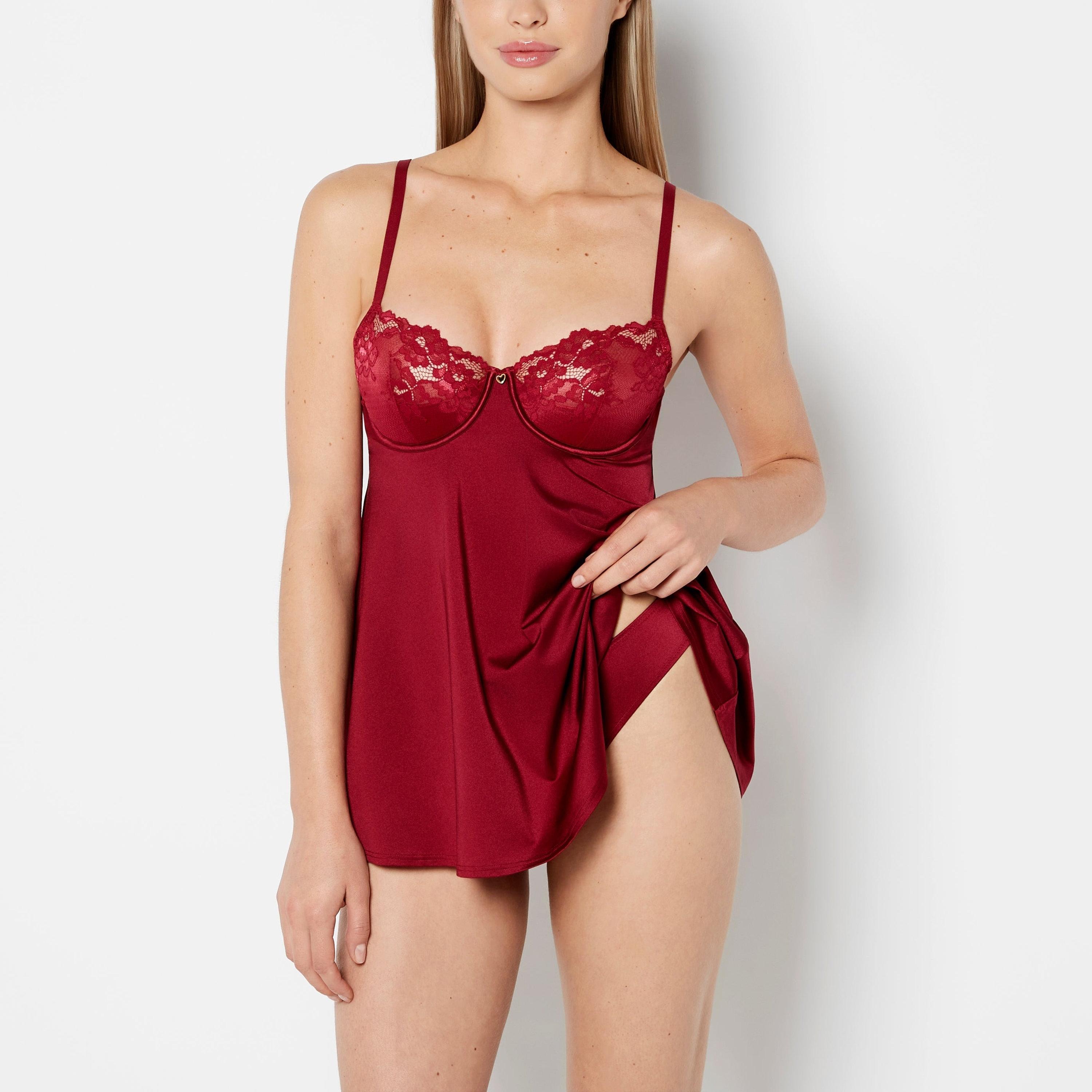 بيبي دول نسائي غير مبطن بسلك ودعم متوسط - أحمر من لا سنزا-women-clothing-lingerie-babydollsandbodysuits-image-2