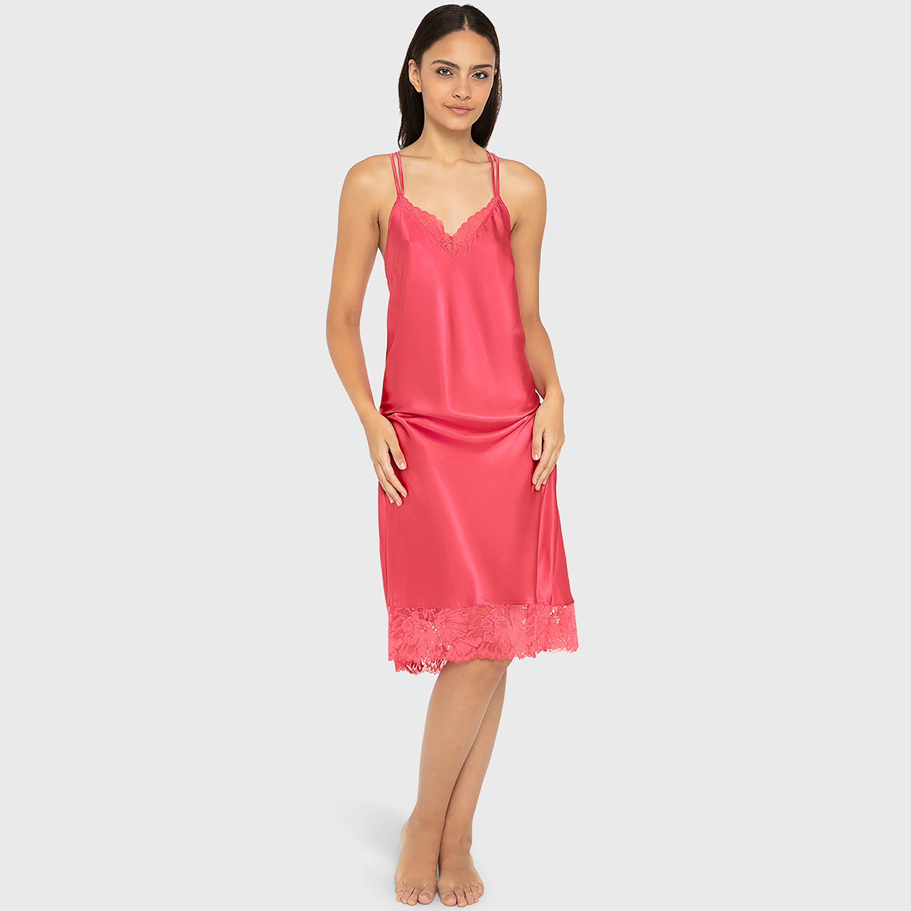 فستان نوم نسائي سادة بدون أكمام بحمالات من لا سينزا-women-clothing-nightwear-nighties-image-5