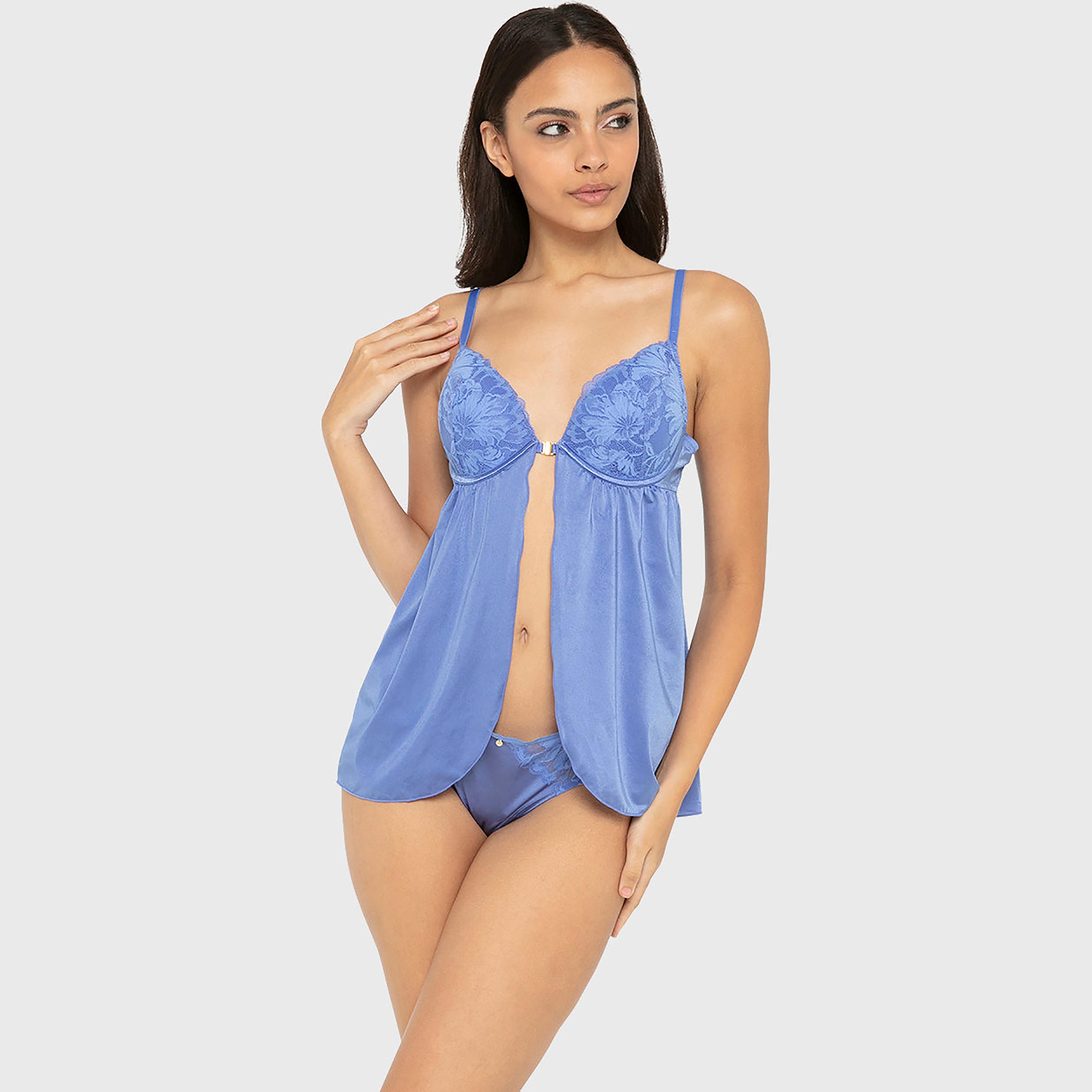 بيبي دول نسائي بدون أكمام بحمالات وتفاصيل دانتيل من لا سينزا-women-clothing-lingerie-babydollsandbodysuits-image-5