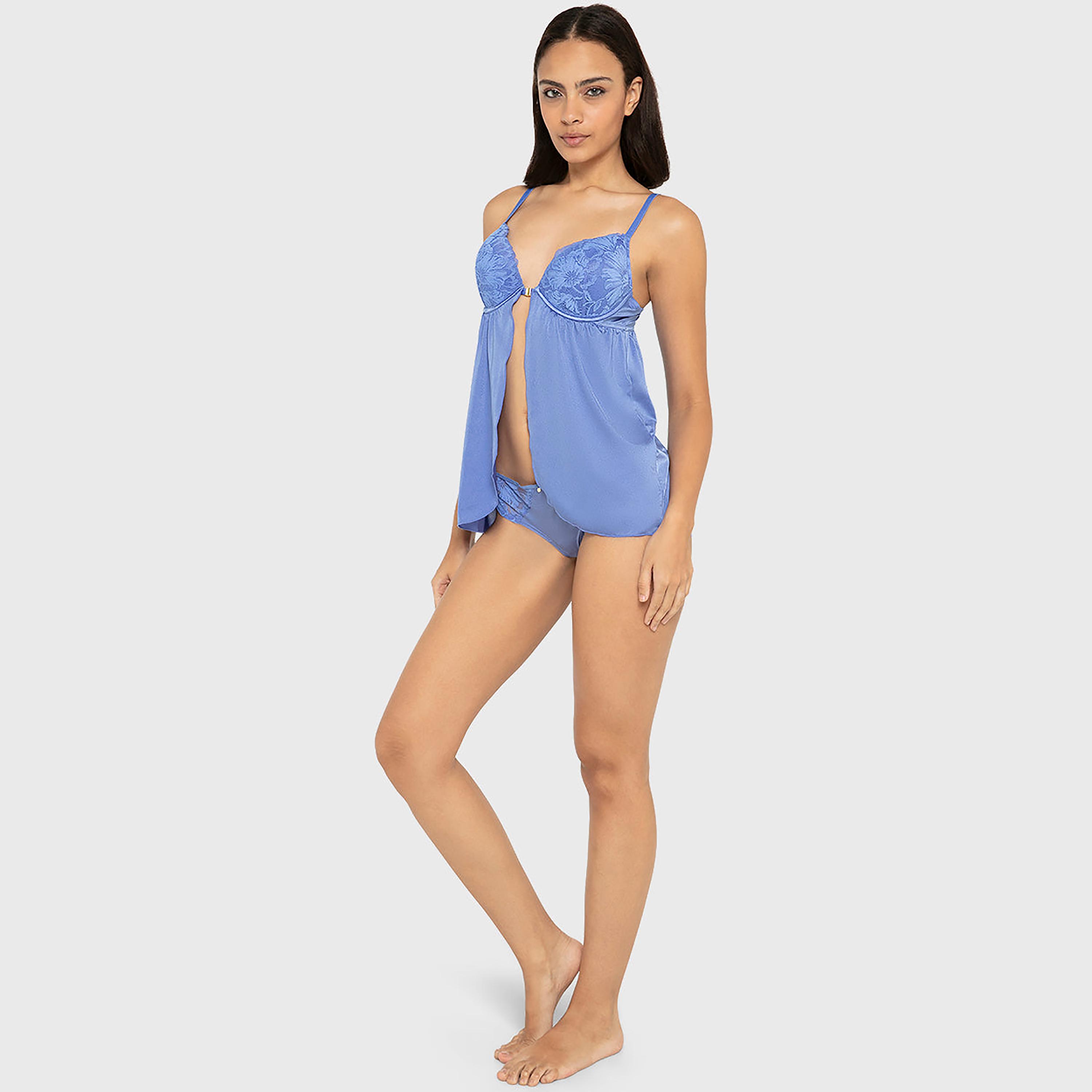 بيبي دول نسائي بدون أكمام بحمالات وتفاصيل دانتيل من لا سينزا-women-clothing-lingerie-babydollsandbodysuits-image-6