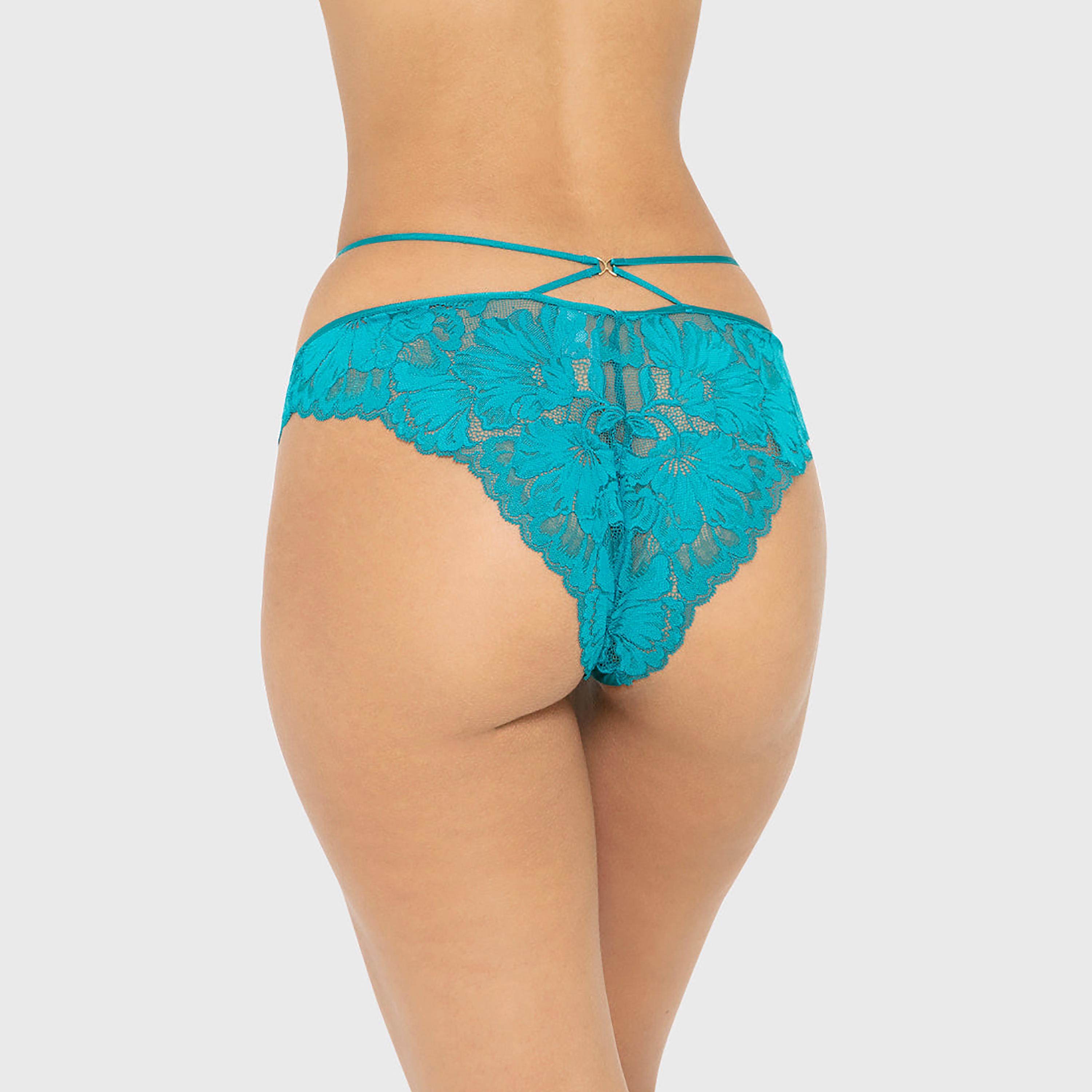 La Senza Everyday Teal Nylon Lace Low Coverage Women's Cheeky Panties-women-clothing-lingerie-panties-image-3