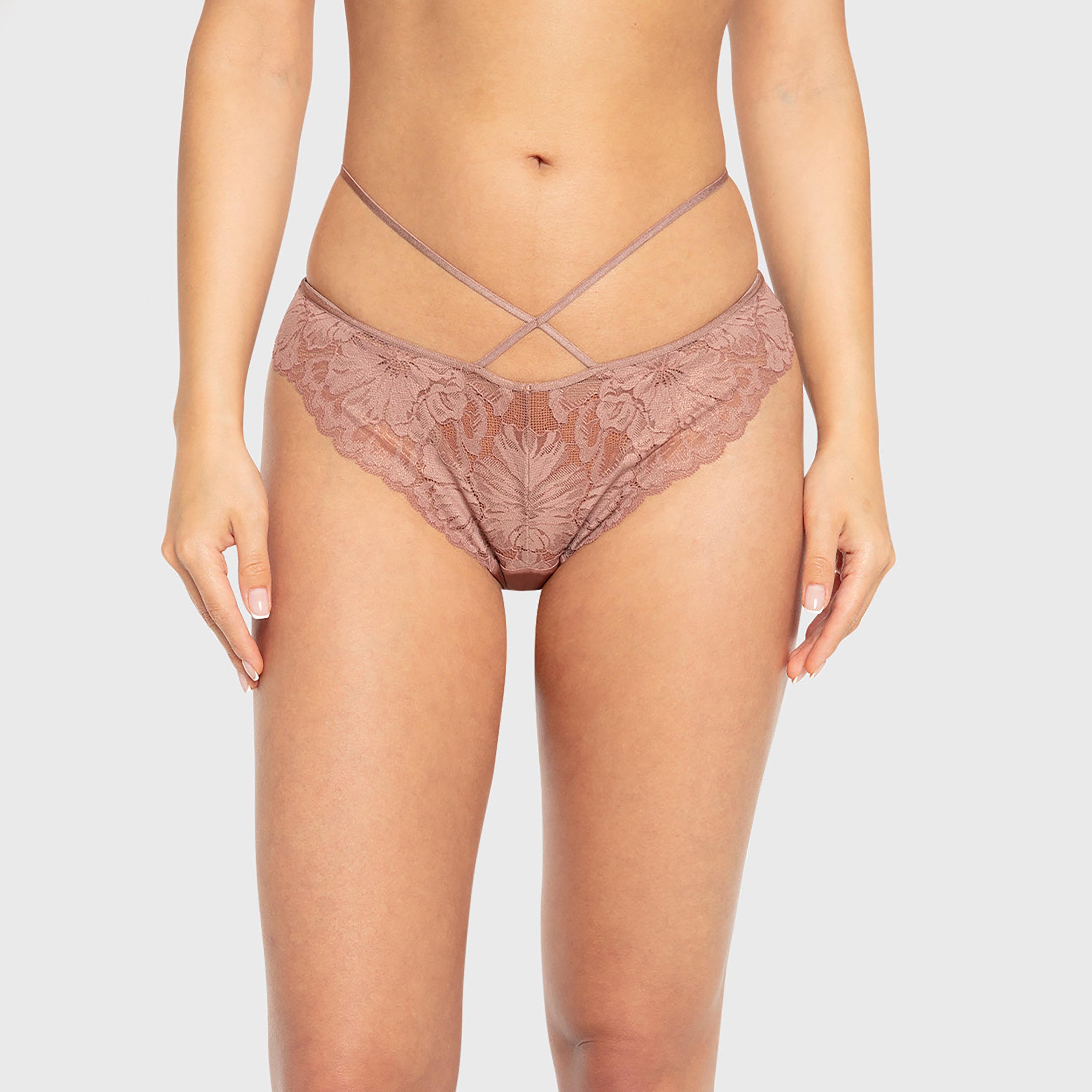سروال داخلي نسائي تشيكي ديفا من الدانتيل بتغطية متوسطة - بيج من لا سينزا-women-clothing-lingerie-panties-image-1