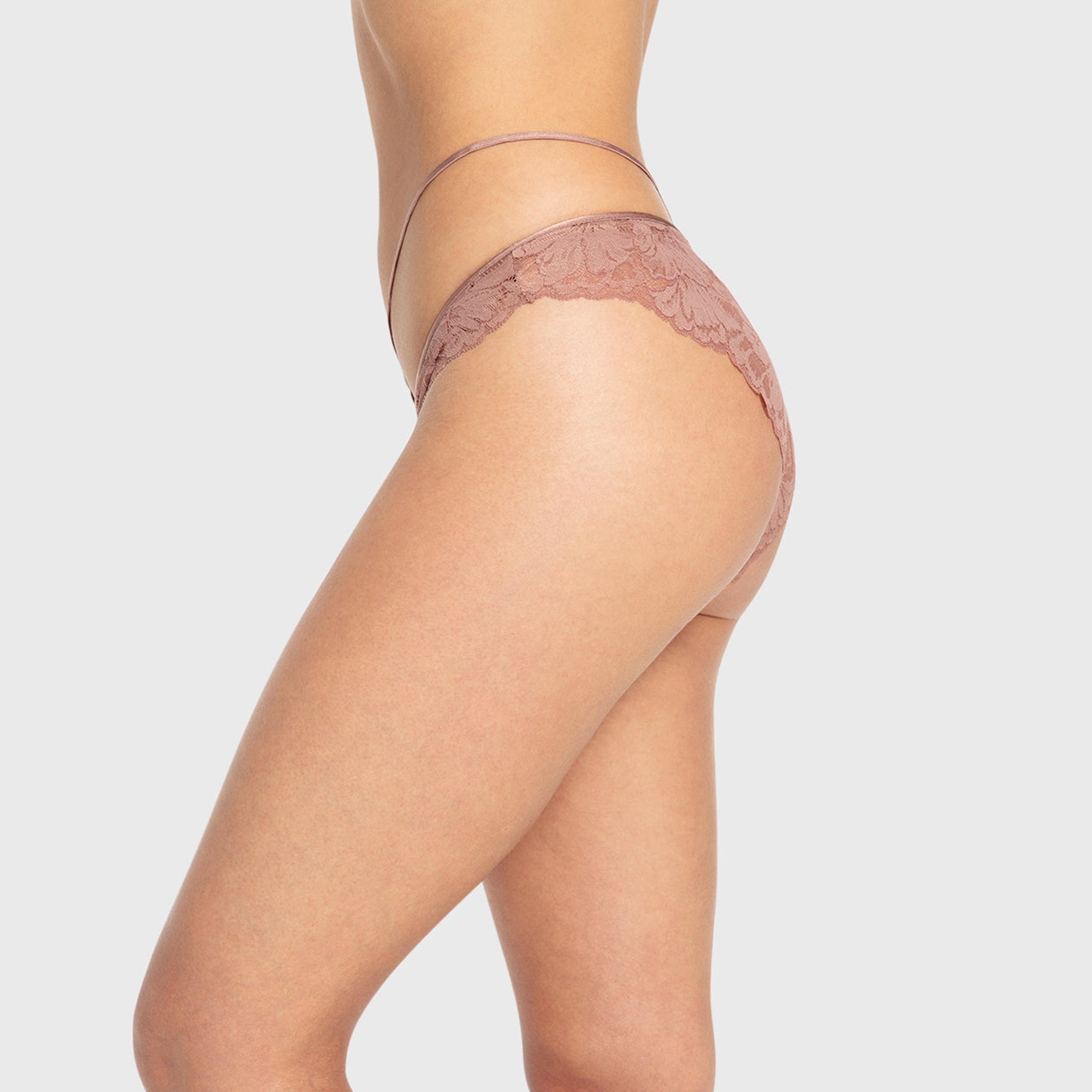 سروال داخلي نسائي تشيكي ديفا من الدانتيل بتغطية متوسطة - بيج من لا سينزا-women-clothing-lingerie-panties-image-2