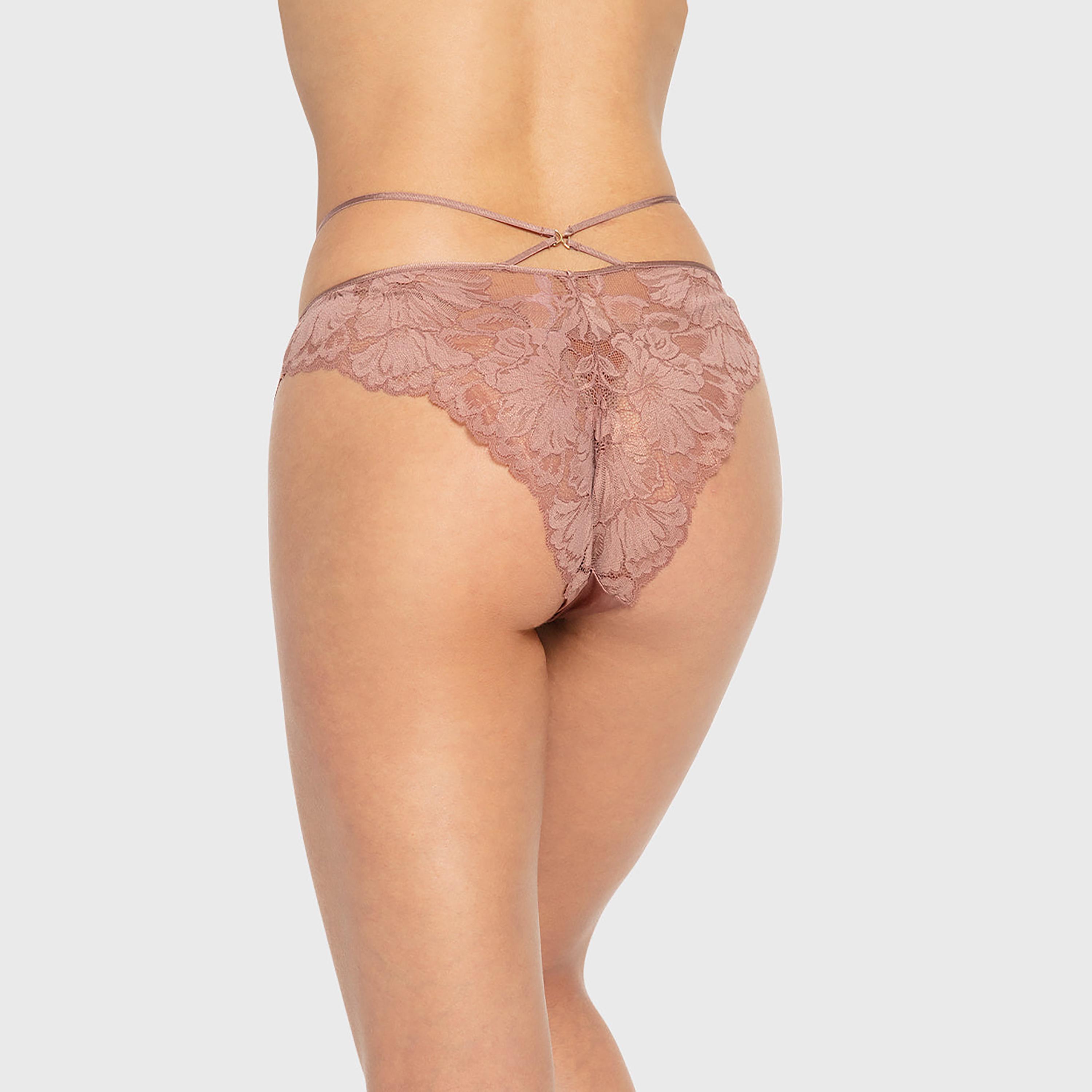 La Senza Diva Beige Lace Medium Coverage Women's Cheeky Panty-women-clothing-lingerie-panties-image-3