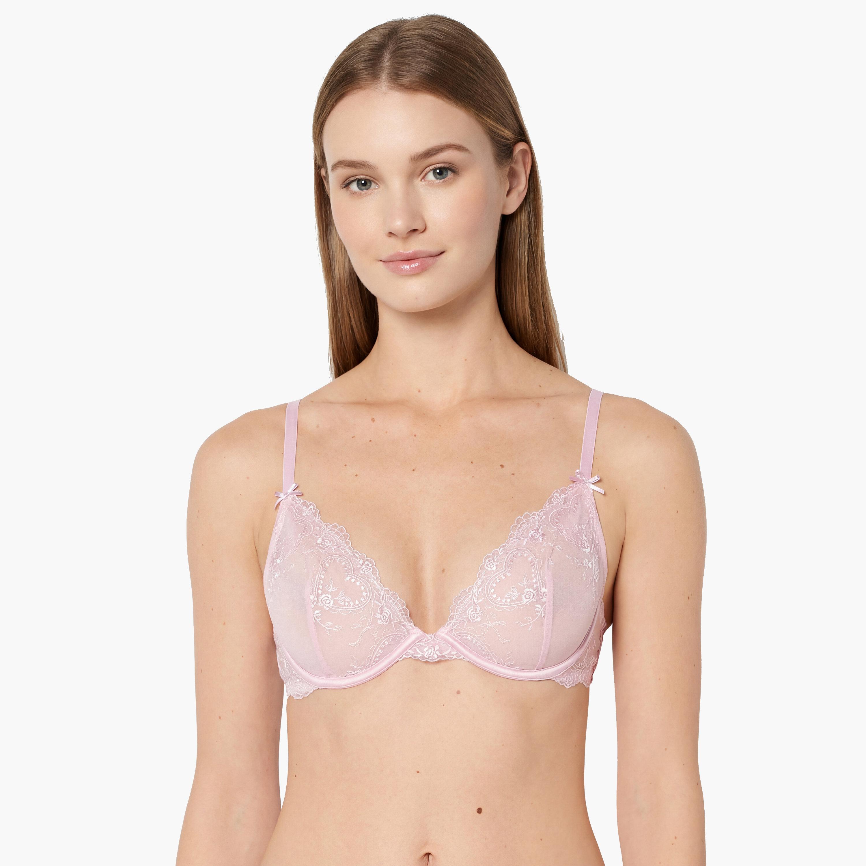 حمالة صدر نسائية "بلانج" غير مبطنة بسلك ودعم خفيف "بي ماين" - وردي من لا سنزا-women-clothing-lingerie-bras-image-1