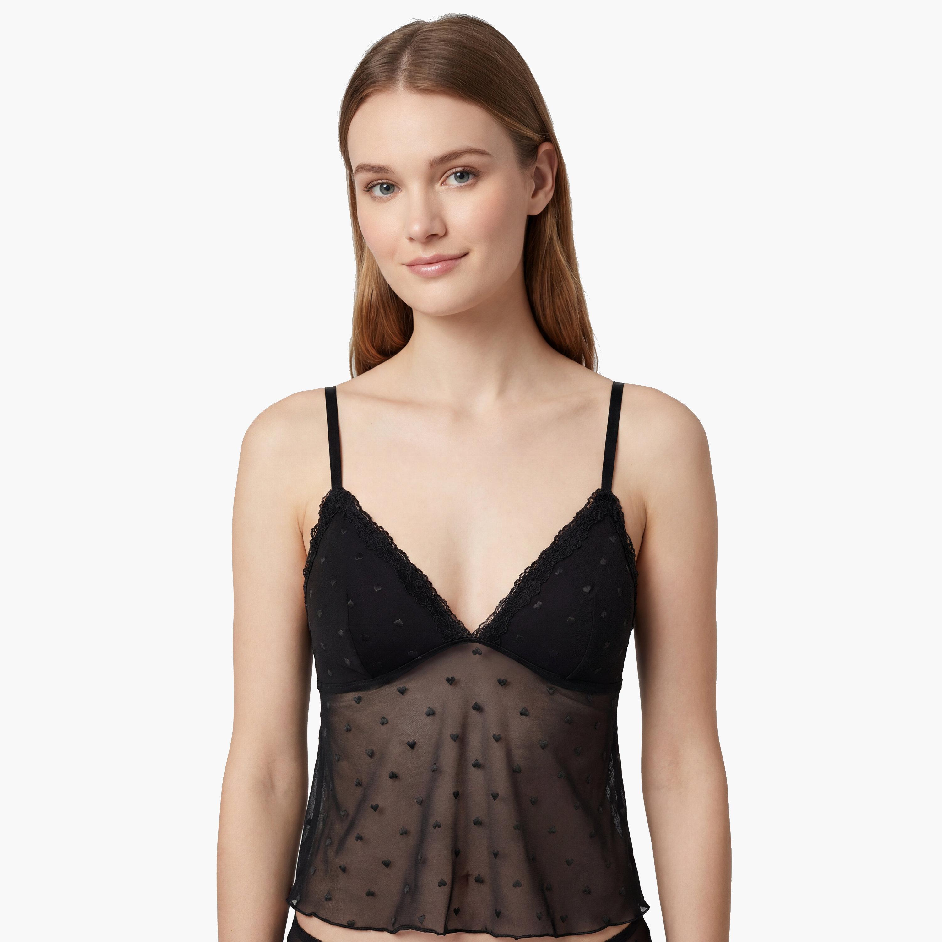 La Senza Heart Embroidered Shoulder Strapped Sleeveless Women's Cami Top-women-clothing-nightwear-pyjamas-tops-image-1