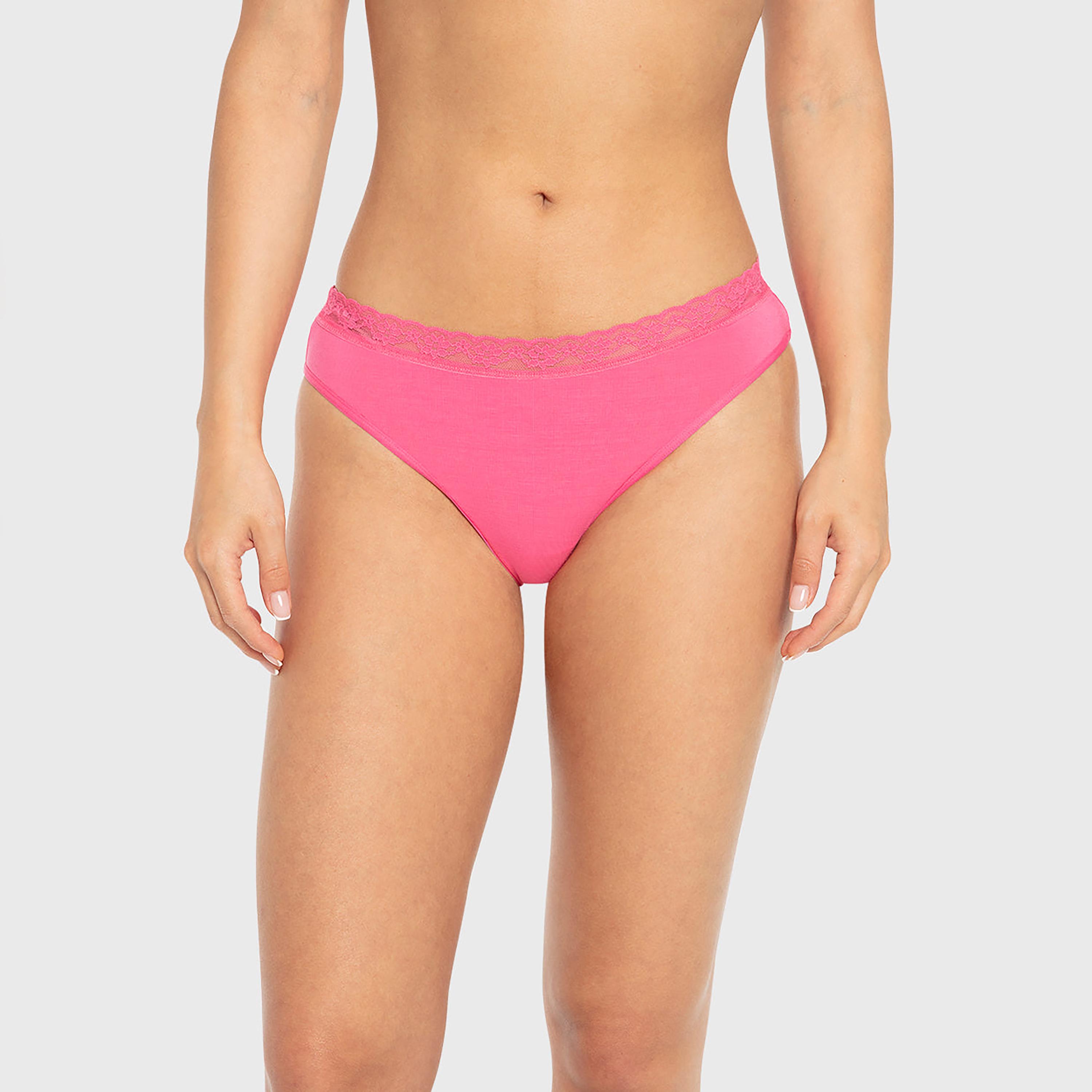 La Senza Ultrasoft Pink Lace Medium Coverage Women's Bikini Panty-women-clothing-lingerie-panties-image-1