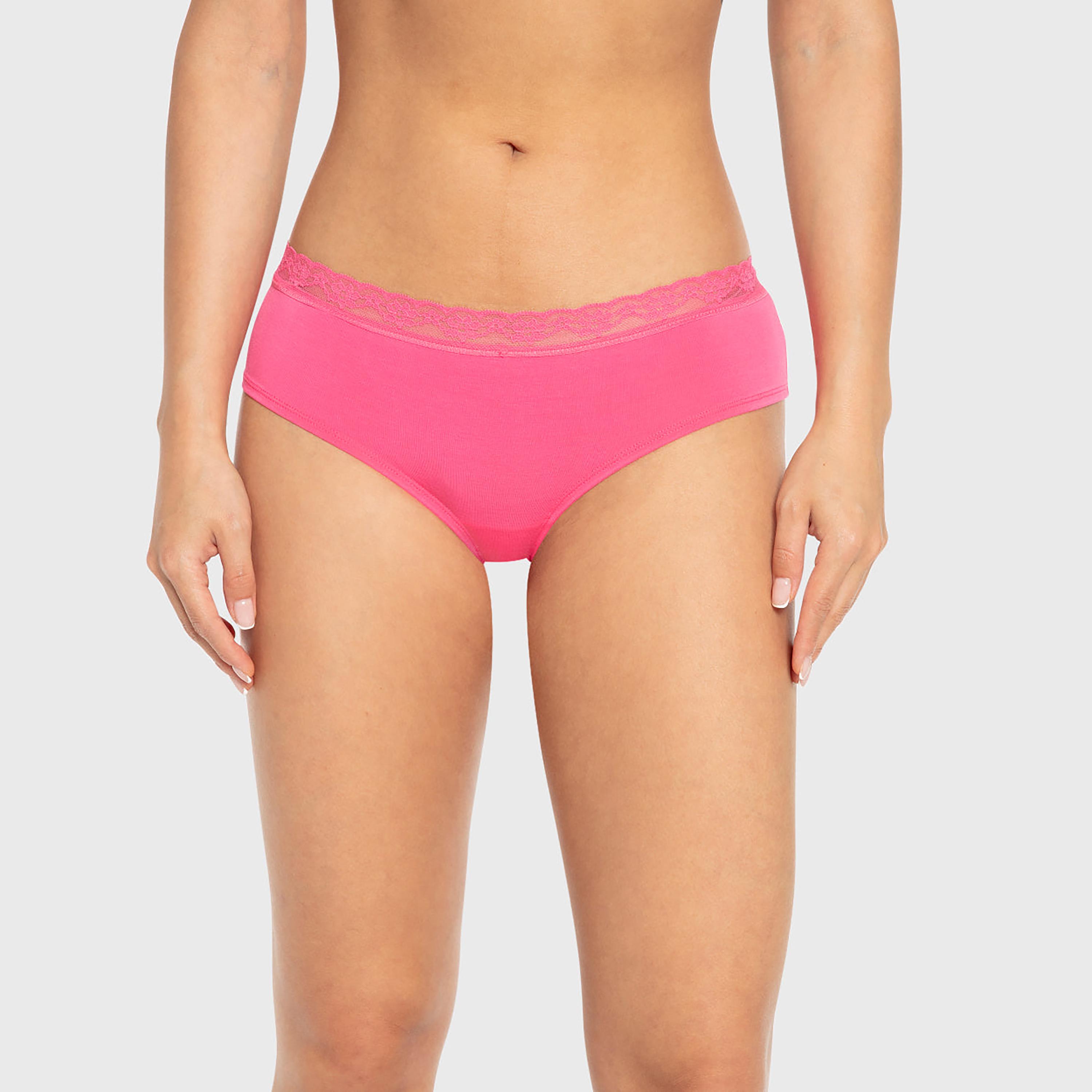 La Senza Ultrasoft Pink Modal Lace Medium Coverage Women's Hipster Panty-women-clothing-lingerie-panties-image-1