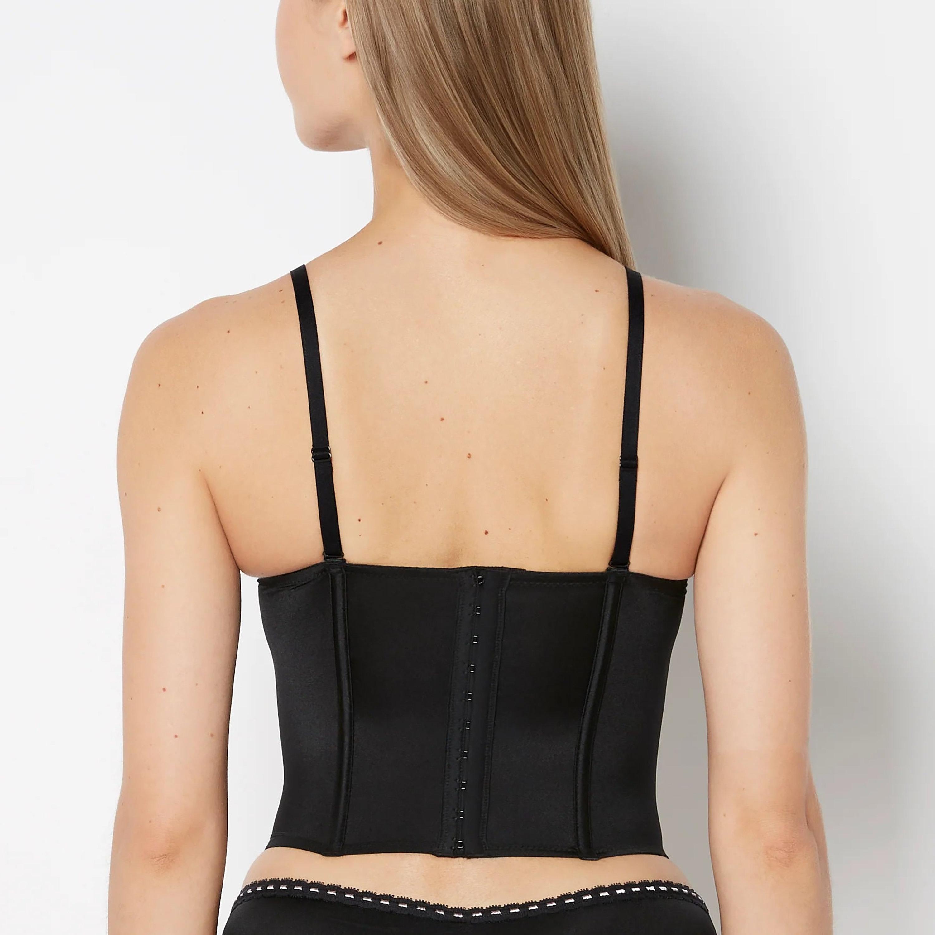 La Senza Microfiber Black Wired Medium Support Padded Women's Bustier-women-clothing-lingerie-corsets-image-3