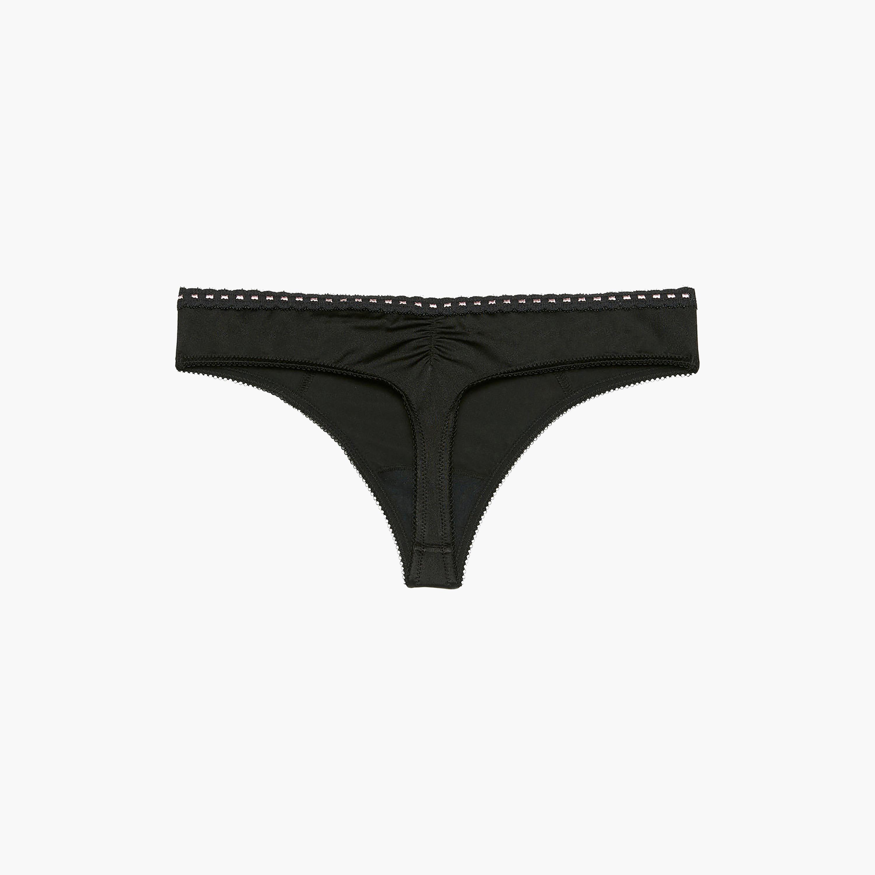 La Senza Microfiber Black Low Coverage Women's Thong Panties-women-clothing-lingerie-panties-image-3