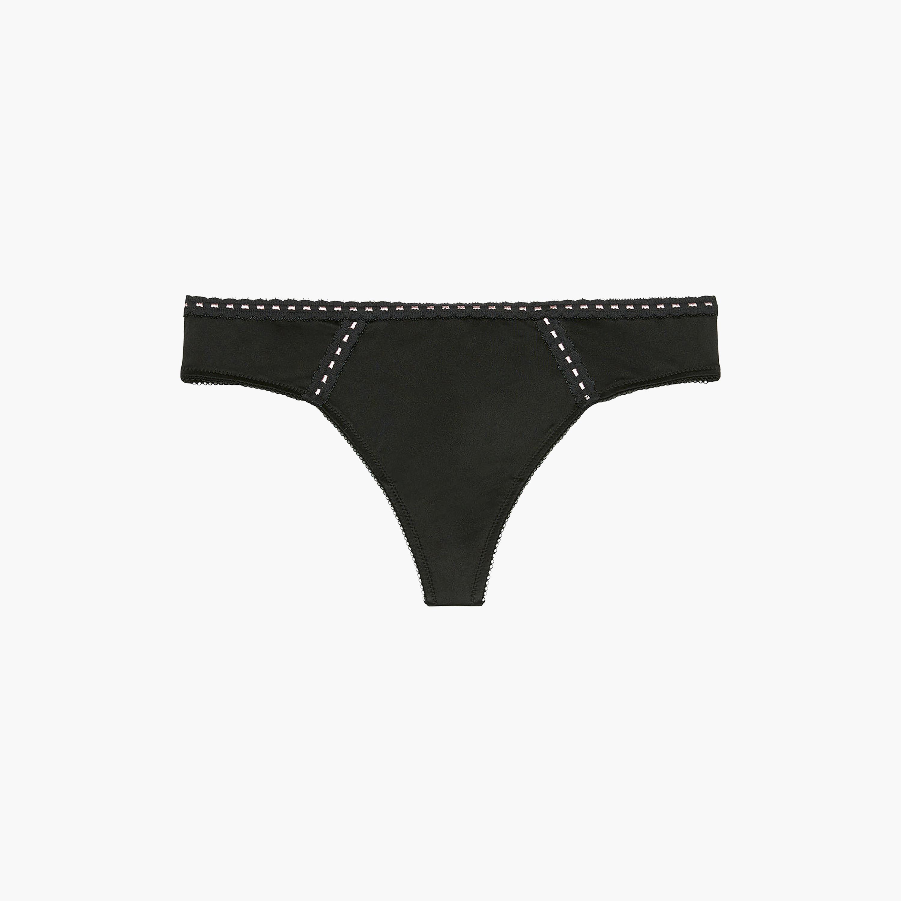 La Senza Microfiber Black Low Coverage Women's Thong Panties-women-clothing-lingerie-panties-image-4