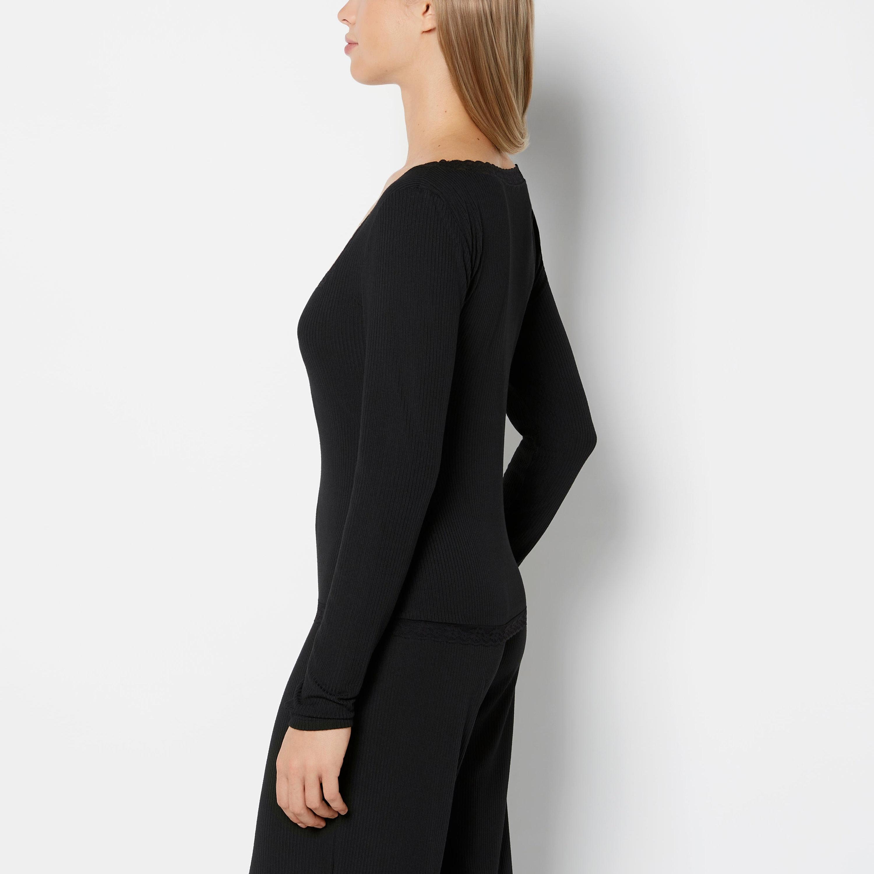 توب نسائي مضلع بفتحة رقبة مربعة وأكمام طويلة من لا سنزا-women-clothing-nightwear-pyjamas-tops-image-2