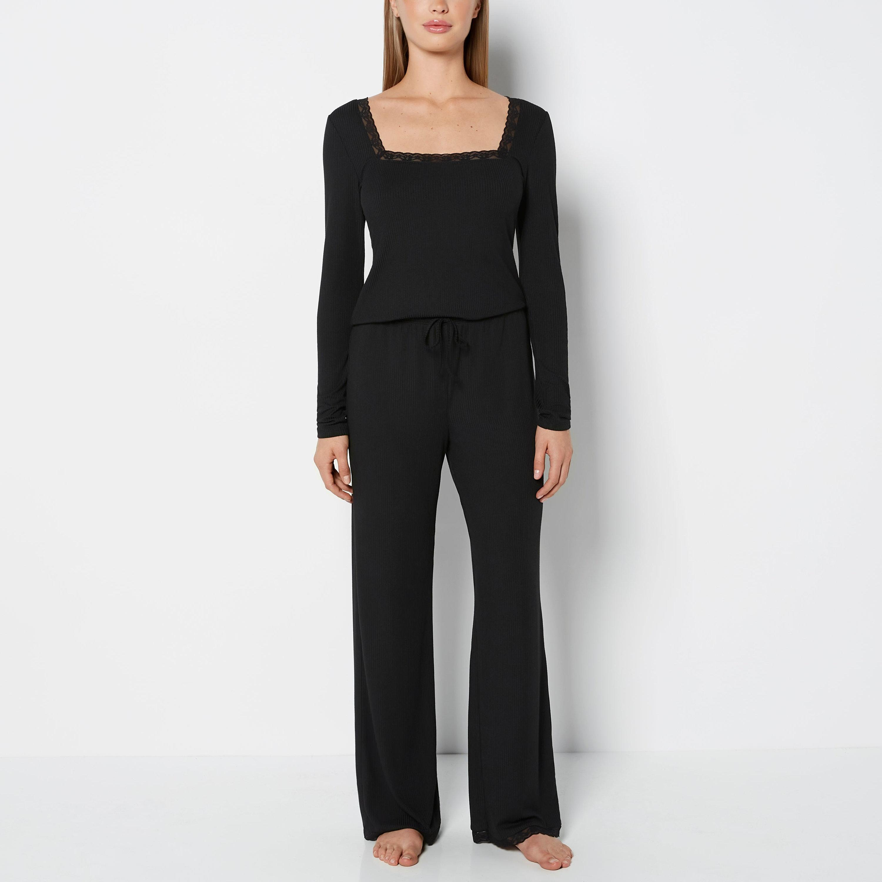 La Senza Ribbed Square Neck Long Sleeves Women's Top-women-clothing-nightwear-pyjamas-tops-image-4