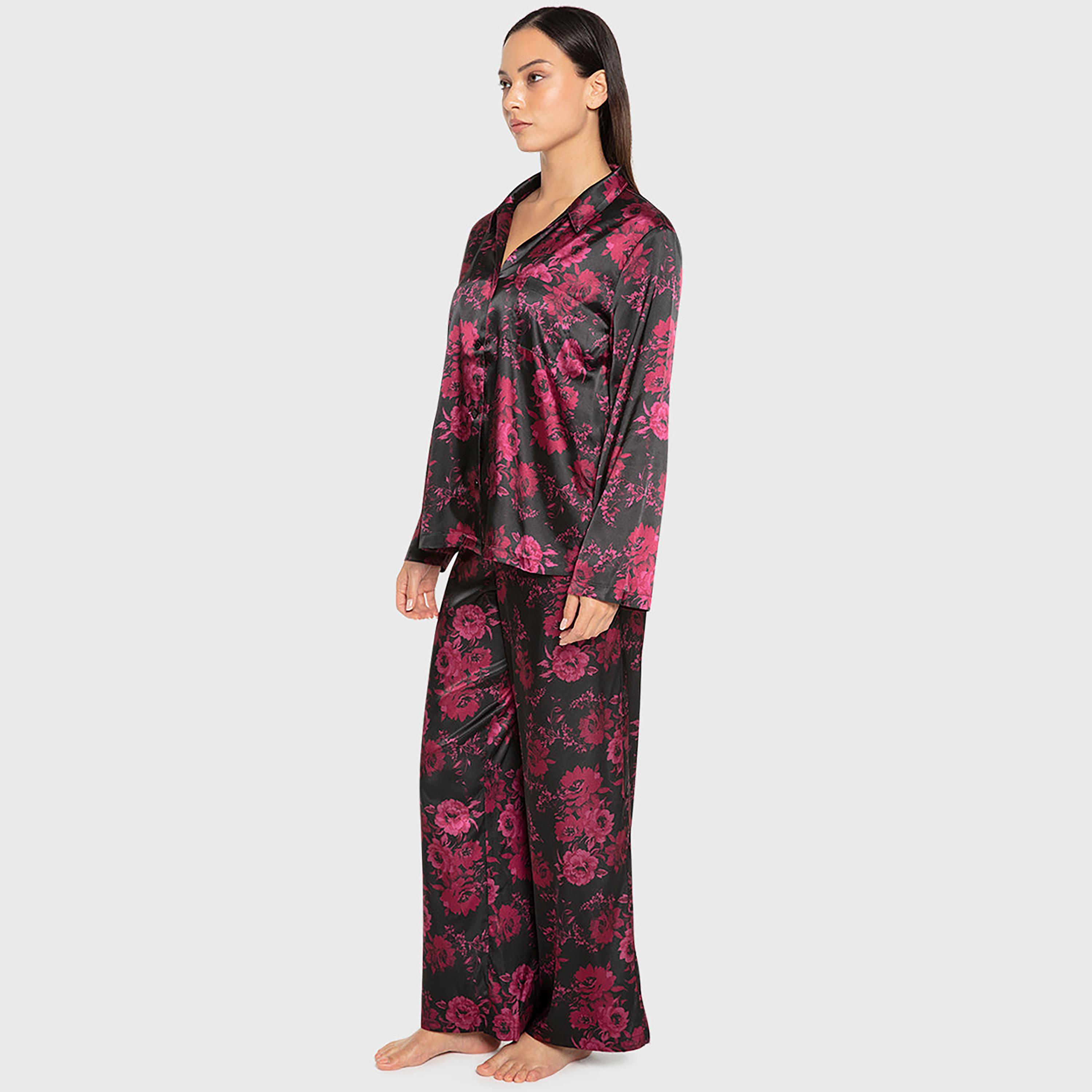 طقم قميص وبيجامة سيكسي من الساتان من لا سينزا-women-clothing-nightwear-pyjamas-longsets-image-4