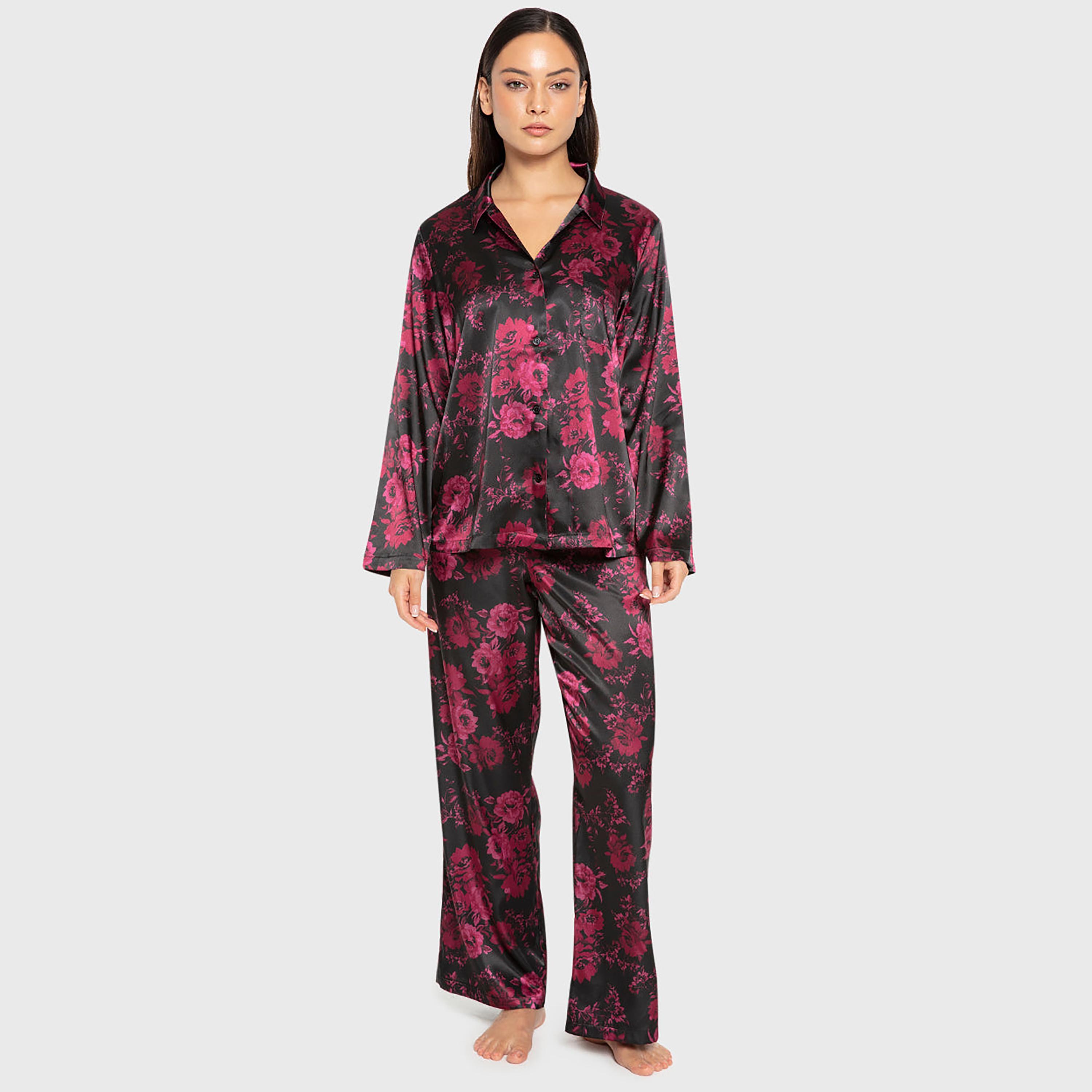 La Senza Women's Floral Print Shirt & Pyjamas Set-women-clothing-nightwear-pyjamas-longsets-image-1
