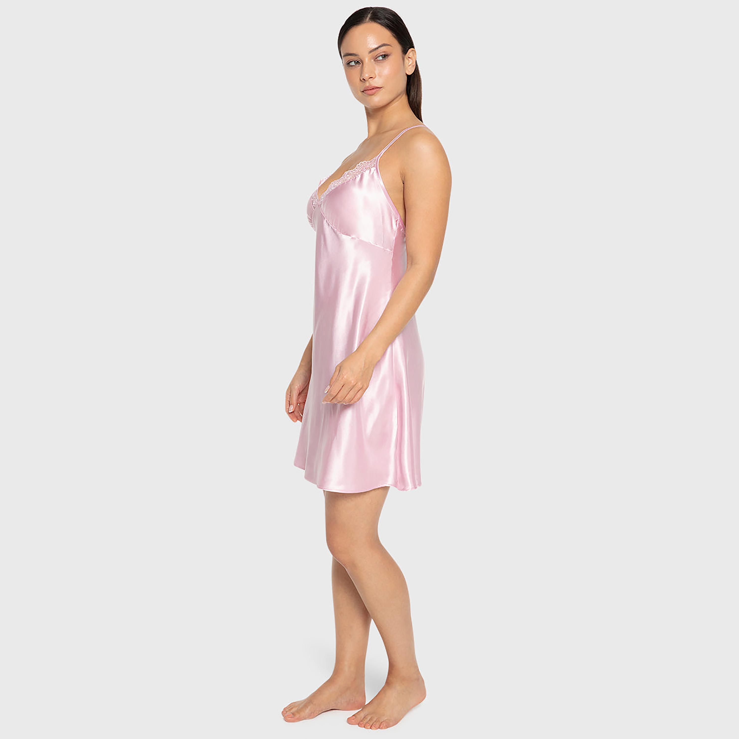 فستان نوم نسائي سادة بدون أكمام بحمالات من لا سينزا-women-clothing-nightwear-nighties-image-2