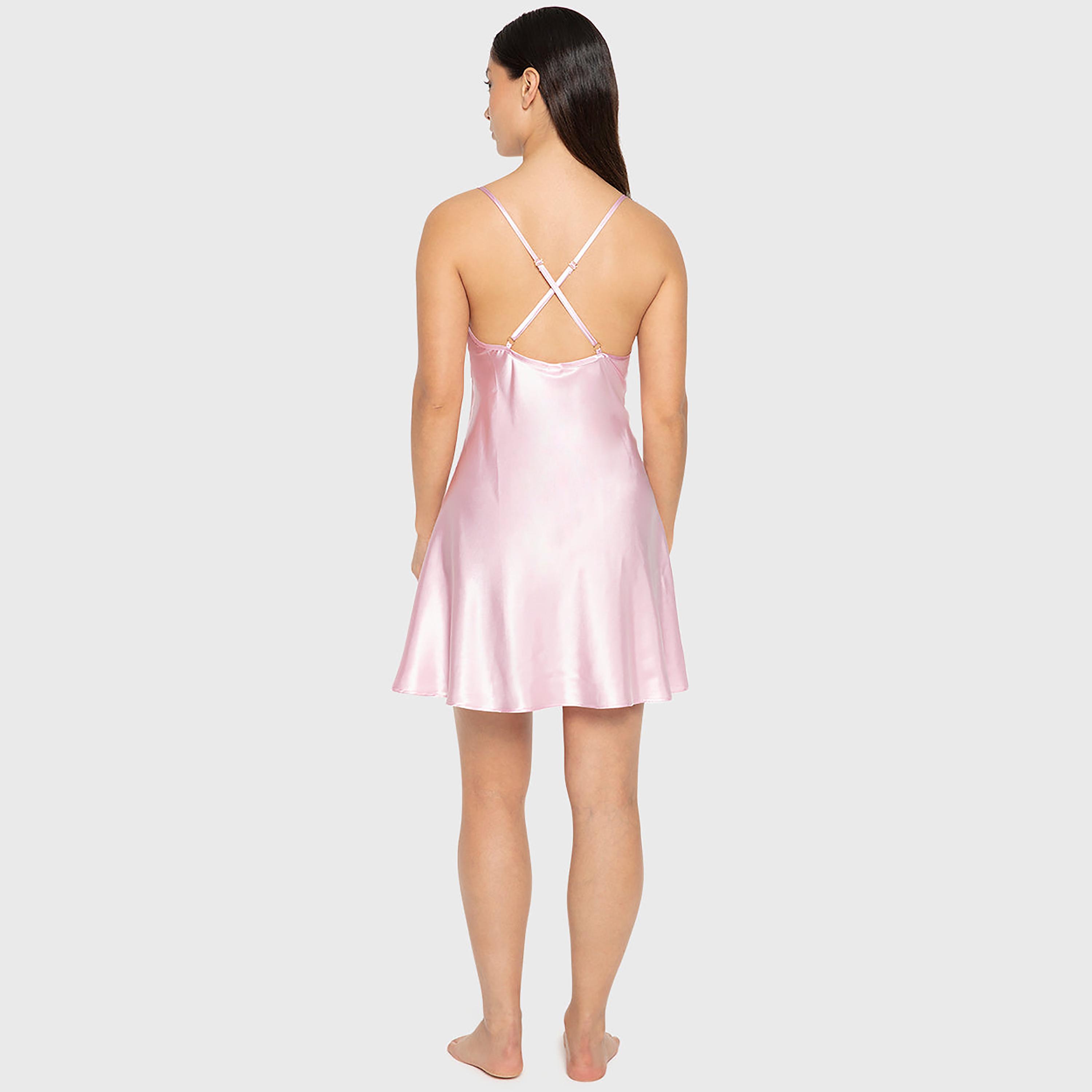 فستان نوم نسائي سادة بدون أكمام بحمالات من لا سينزا-women-clothing-nightwear-nighties-image-3