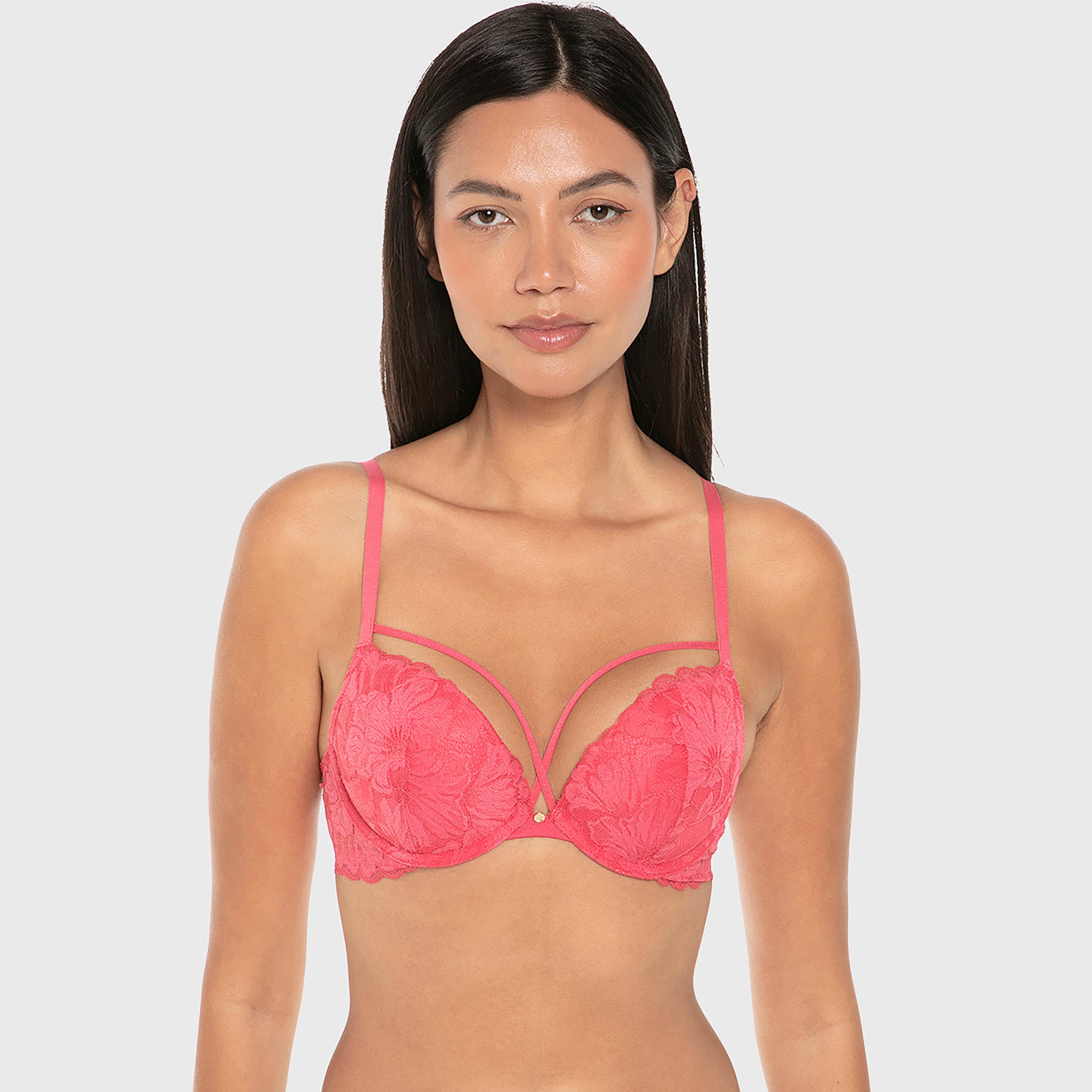 La Senza Blue Polyamide Lace Wired Medium Support Gel Padded Women's Plunge Multiway Bra-women-clothing-lingerie-bras-image-1