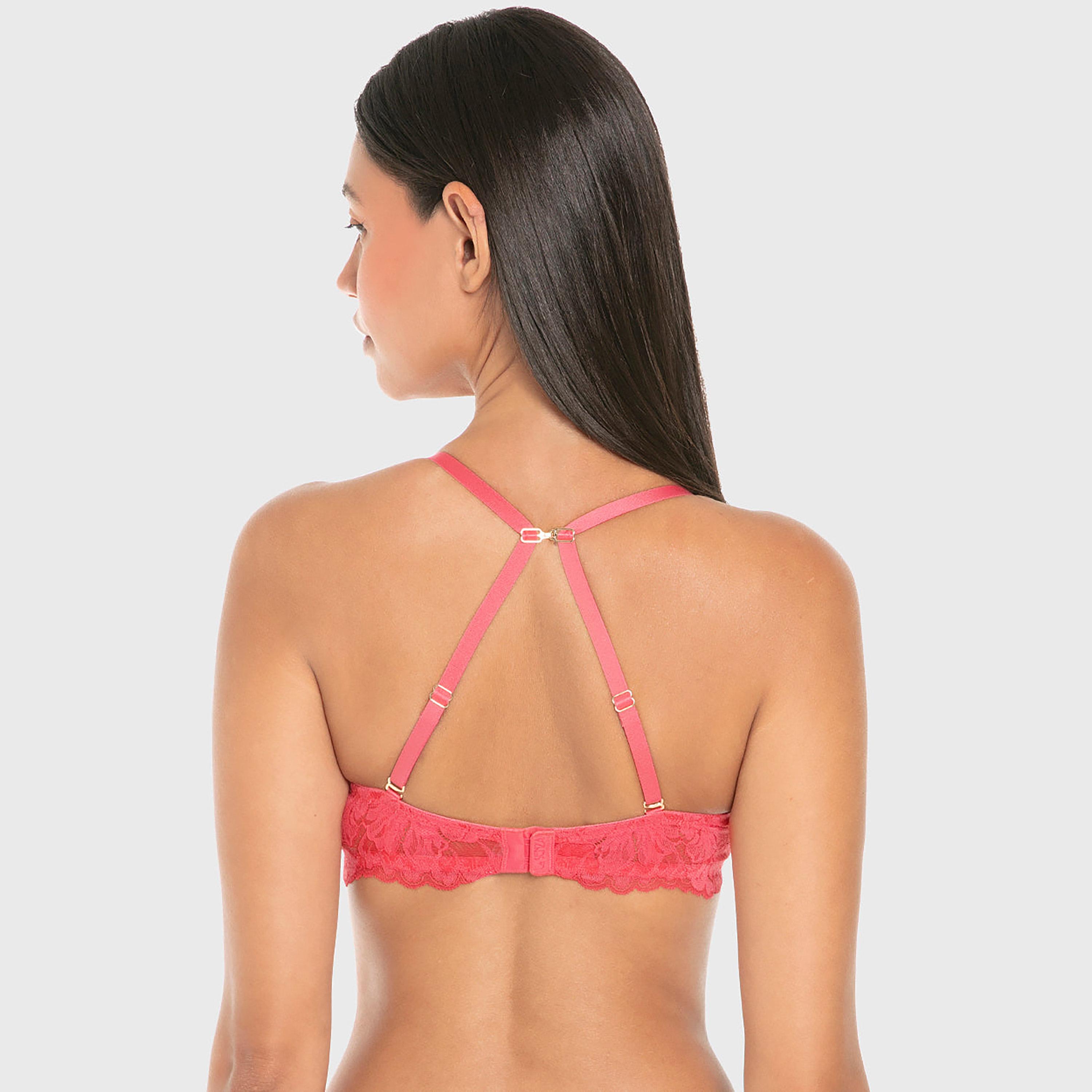 La Senza Blue Polyamide Lace Wired Medium Support Gel Padded Women's Plunge Multiway Bra-women-clothing-lingerie-bras-image-3
