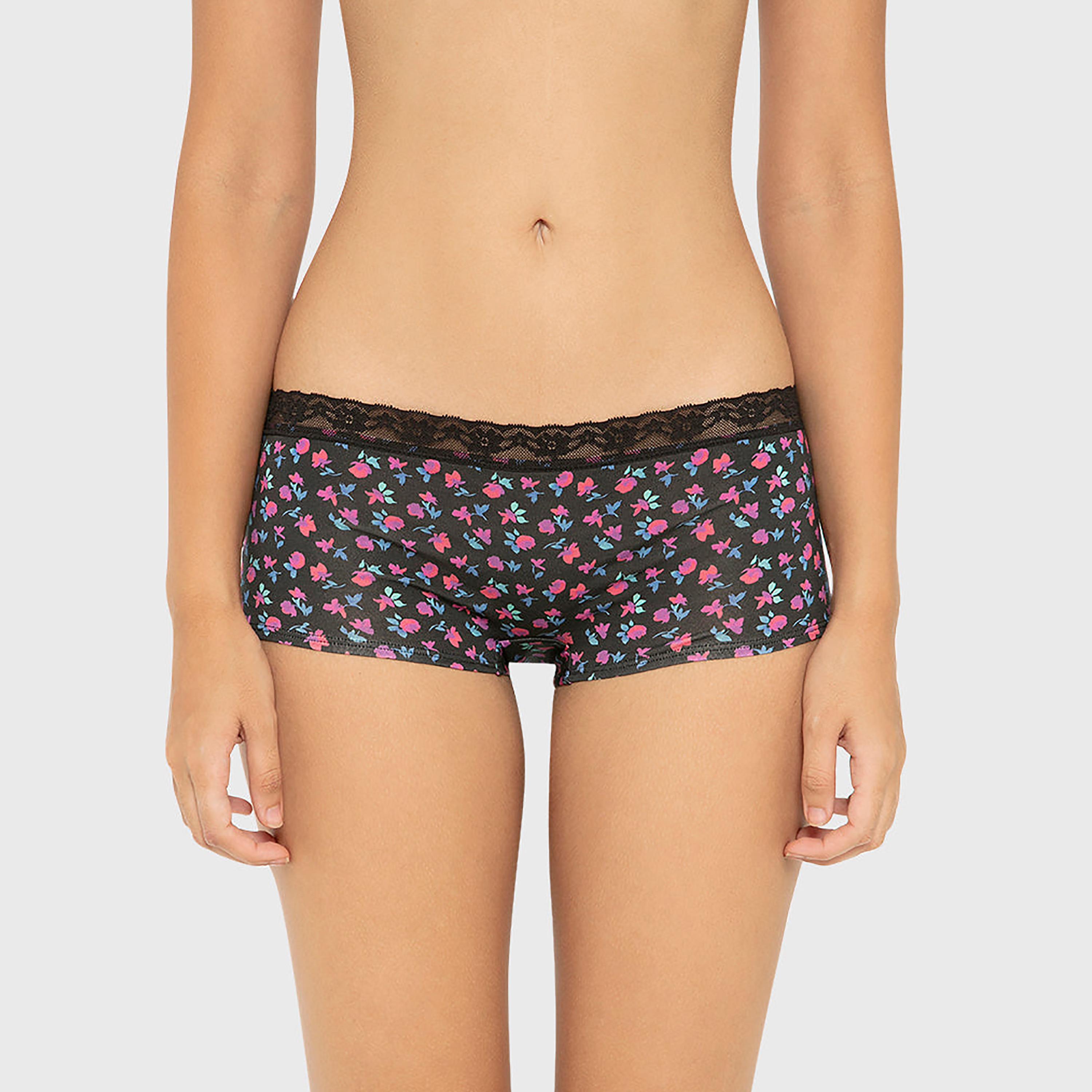 سروال داخلي نسائي "بوي شورت" من المودال بطبعات زهور صغيرة بتغطية كاملة من لا سينزا-women-clothing-lingerie-panties-image-1