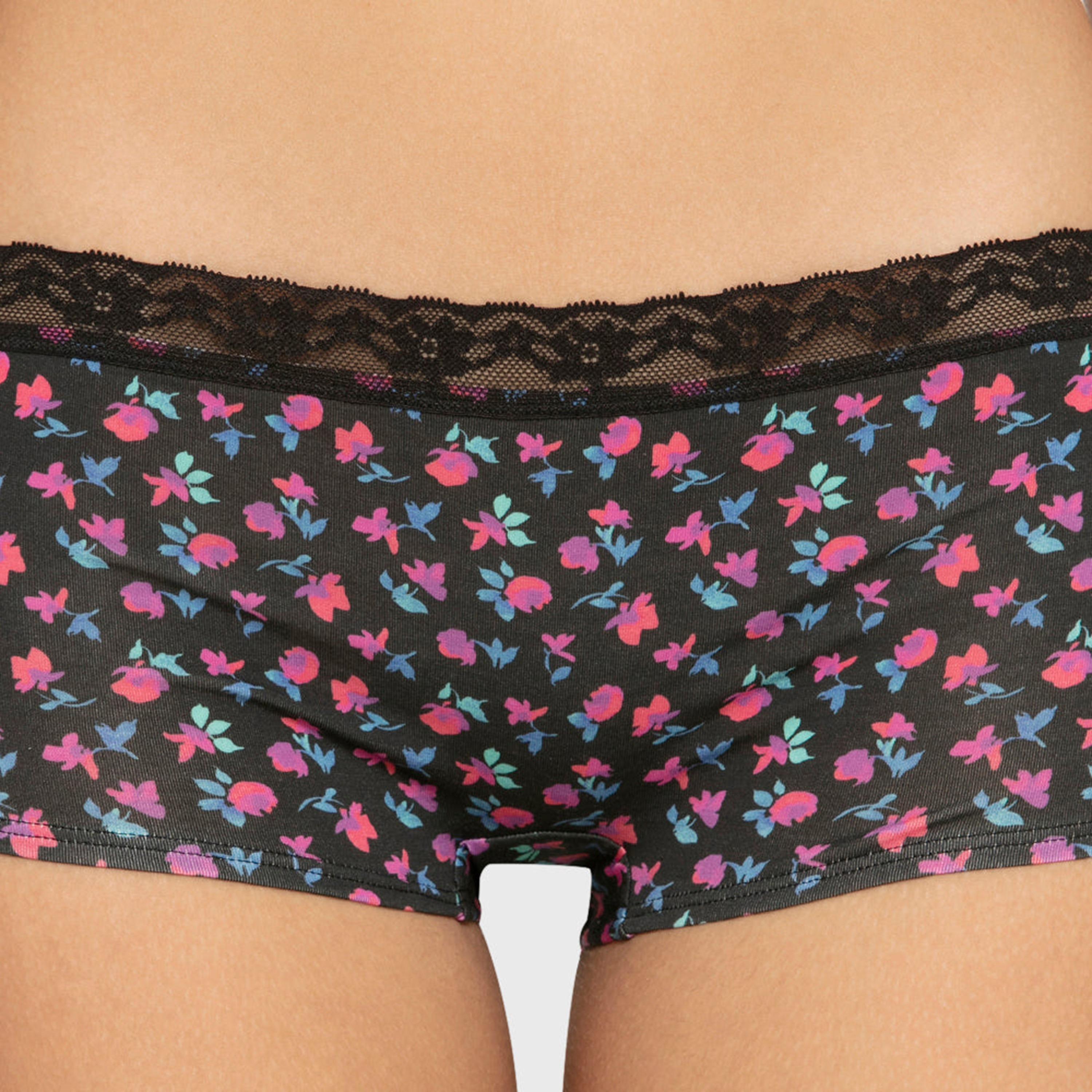 سروال داخلي نسائي "بوي شورت" من المودال بطبعات زهور صغيرة بتغطية كاملة من لا سينزا-women-clothing-lingerie-panties-image-4