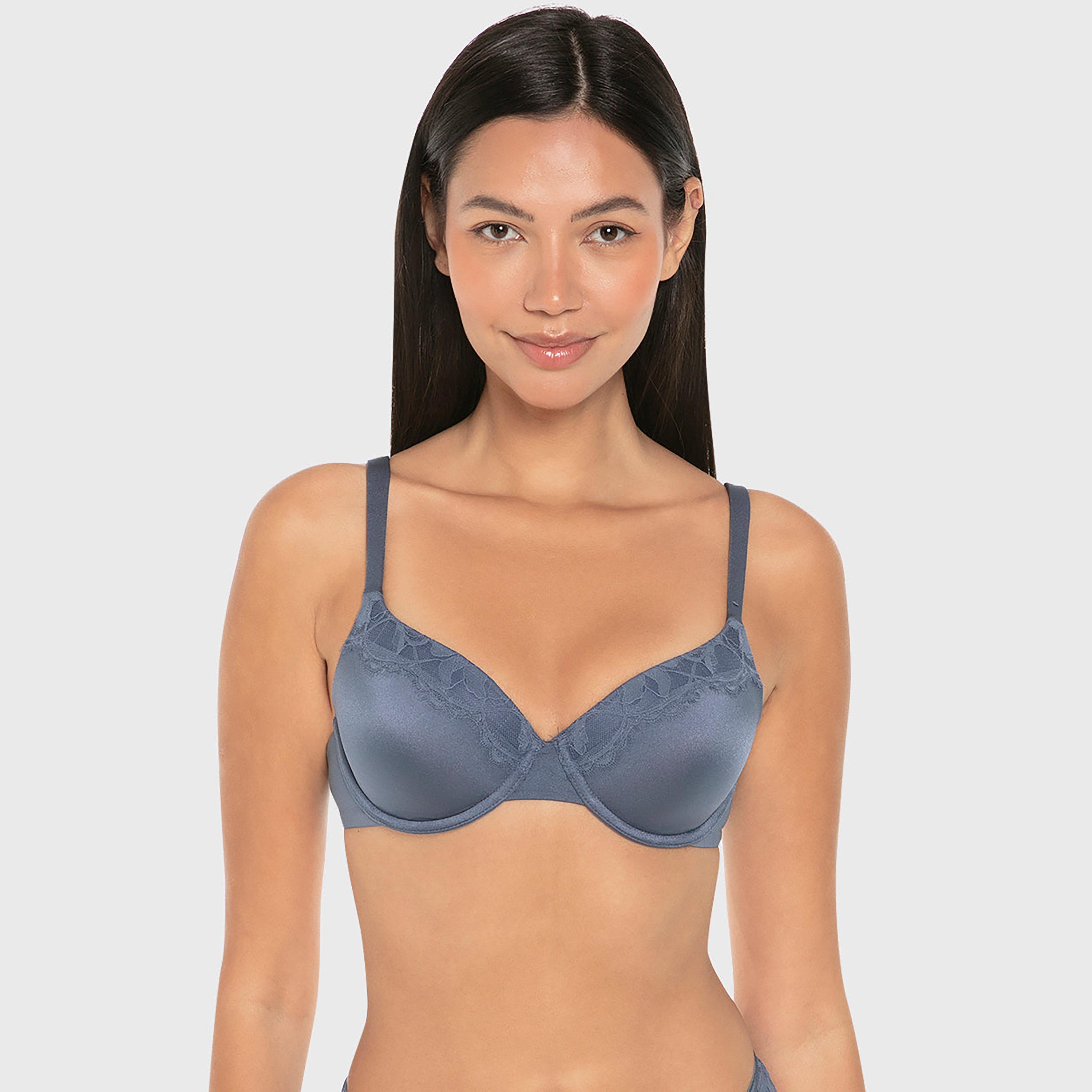حمالة صدر "تيشيرت" بيضاء بحواف دانتيل وسلك سفلي ودعم متوسط وبطانة خفيفة من لا سينزا-women-clothing-lingerie-bras-image-1
