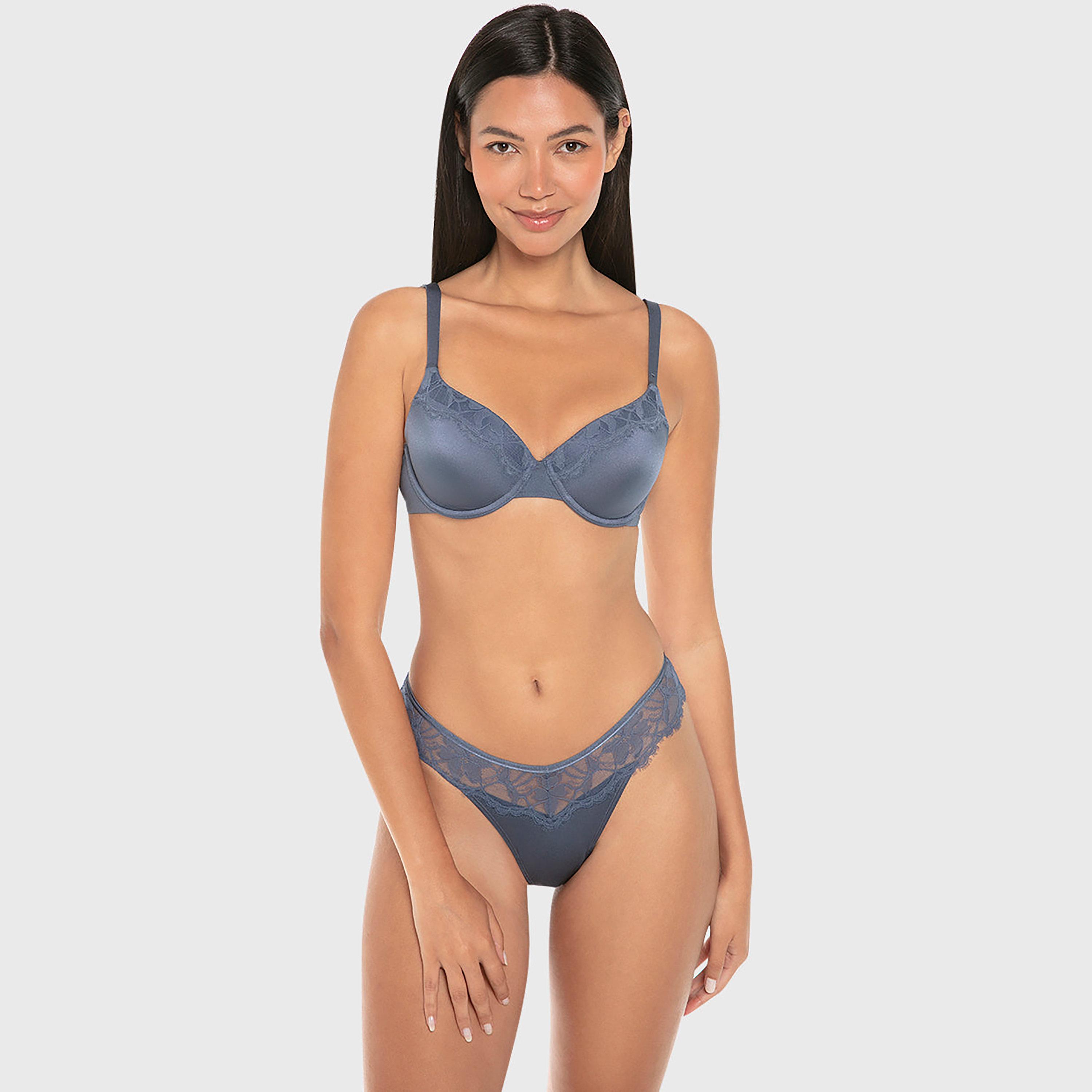 حمالة صدر "تيشيرت" بيضاء بحواف دانتيل وسلك سفلي ودعم متوسط وبطانة خفيفة من لا سينزا-women-clothing-lingerie-bras-image-3