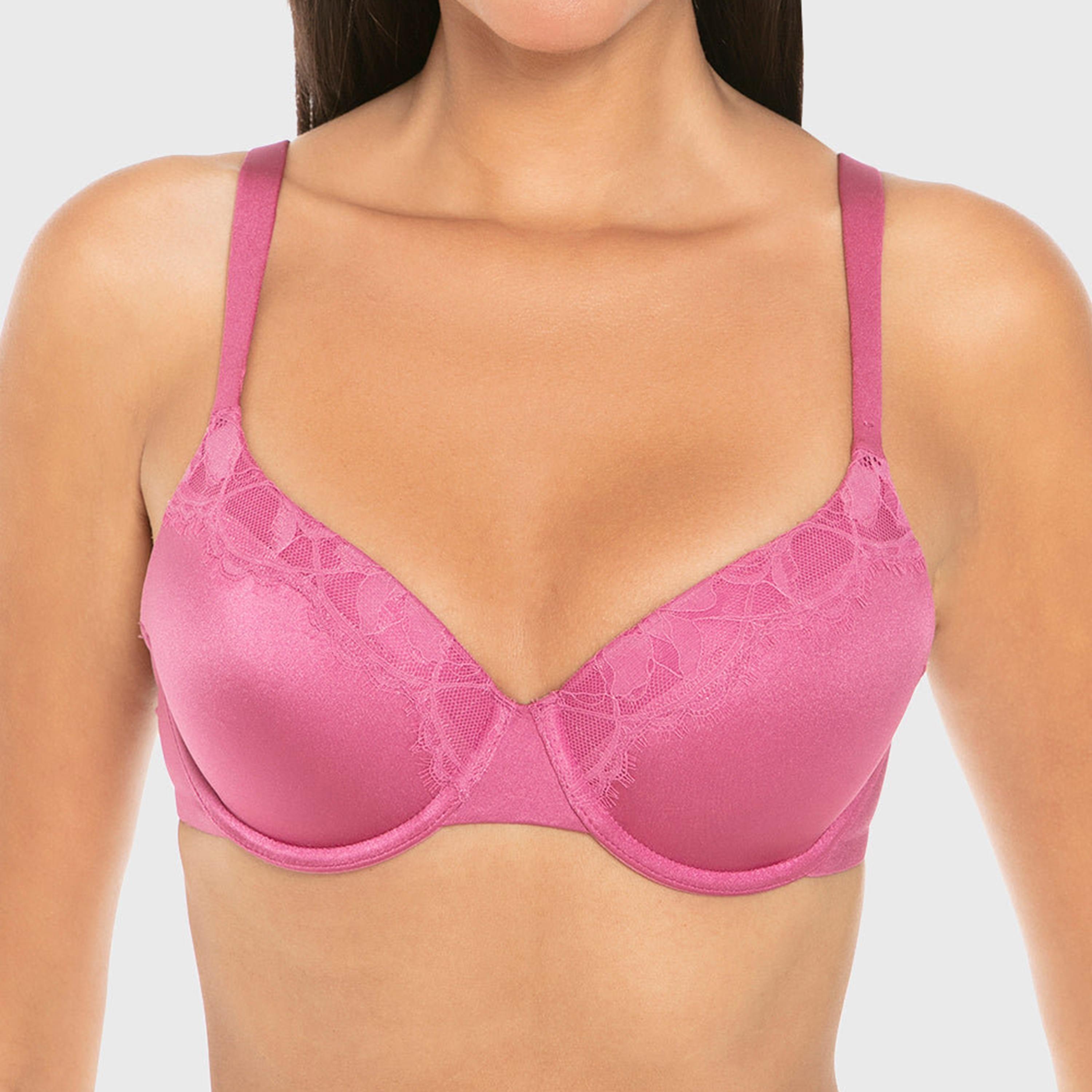 حمالة صدر "تيشيرت" بيضاء بحواف دانتيل وسلك سفلي ودعم متوسط وبطانة خفيفة من لا سينزا-women-clothing-lingerie-bras-image-2