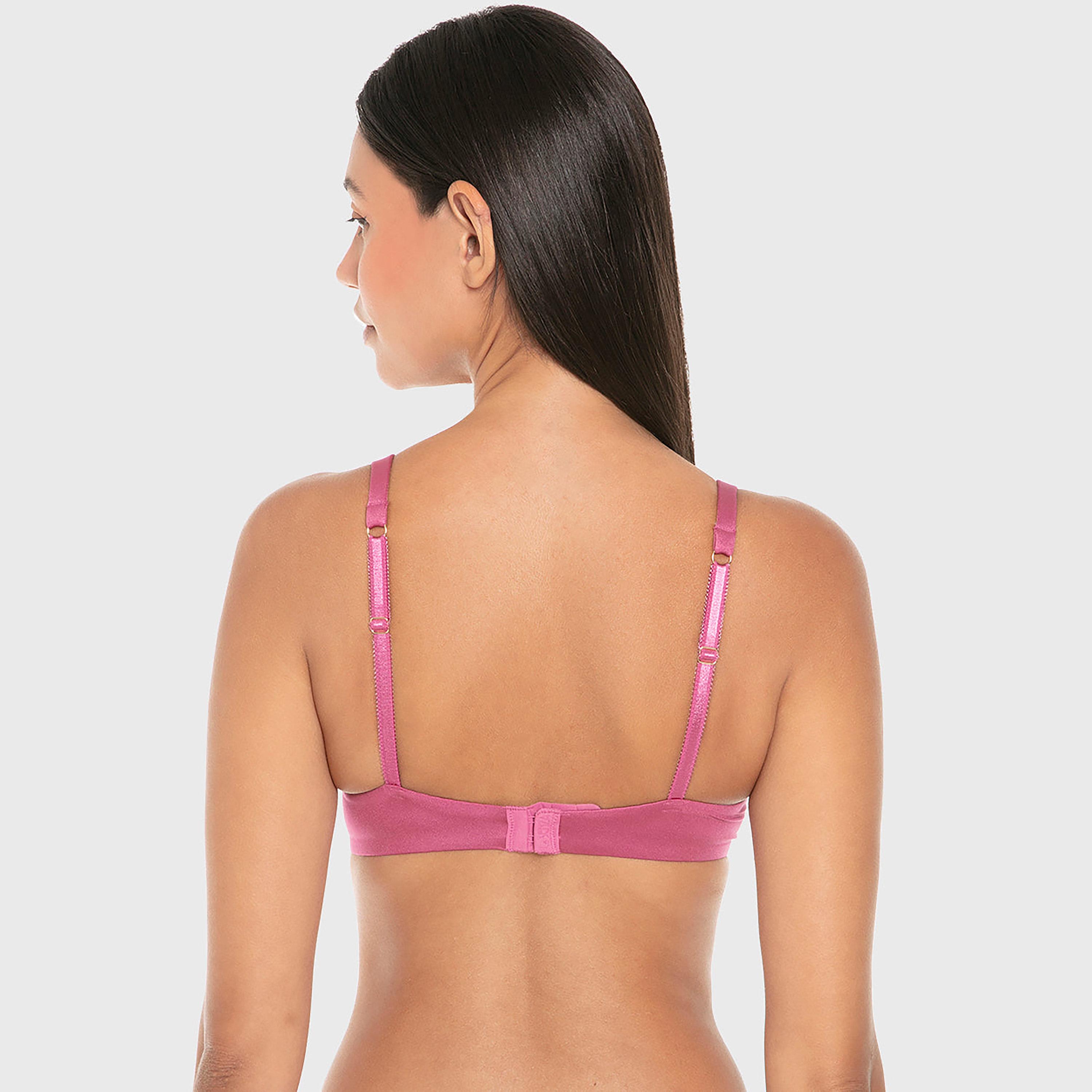 حمالة صدر "تيشيرت" بيضاء بحواف دانتيل وسلك سفلي ودعم متوسط وبطانة خفيفة من لا سينزا-women-clothing-lingerie-bras-image-4