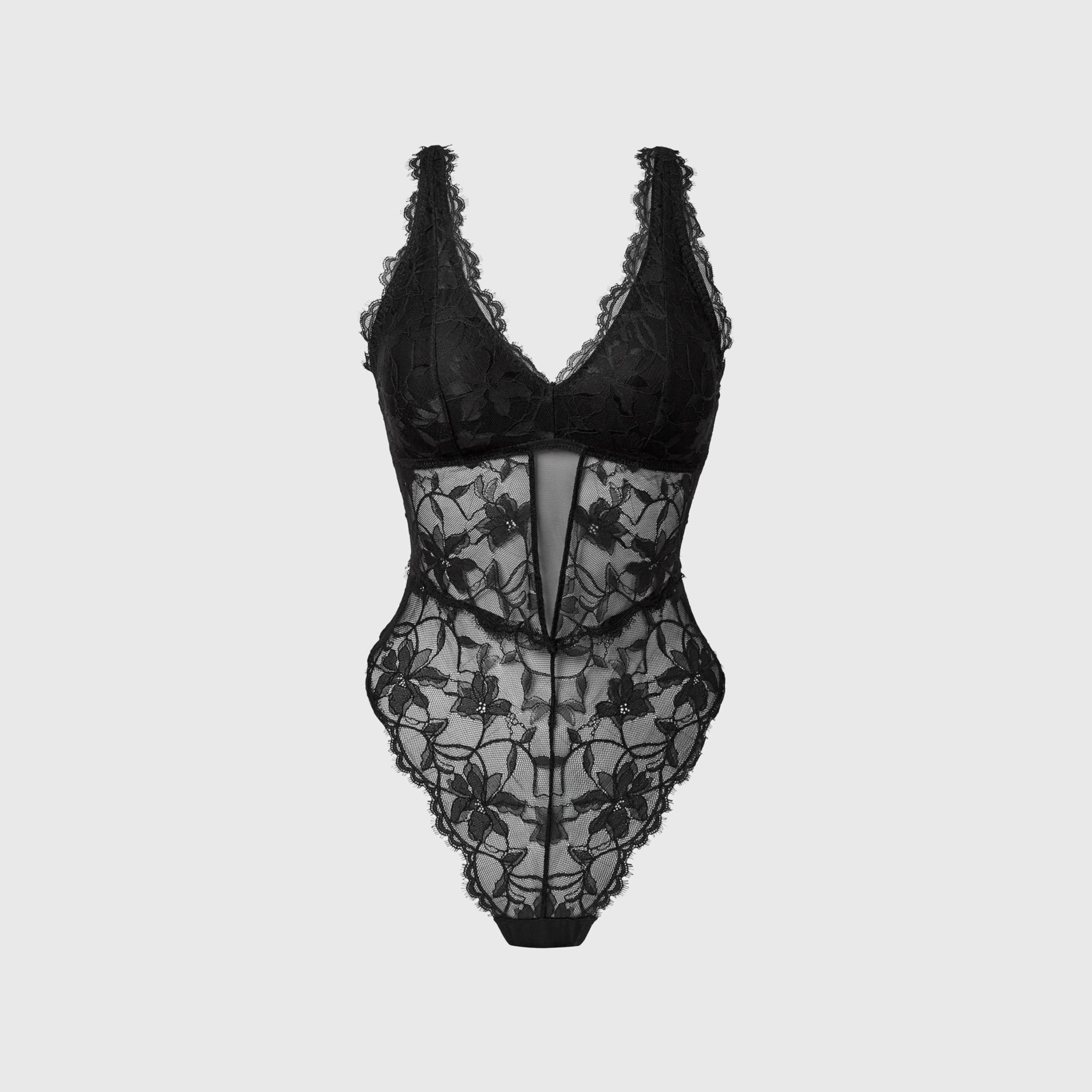 بودي سوت نسائي من البولي أميد بدانتيل زهور بدون سلك سفلي ودعم خفيف من لا سينزا-women-clothing-lingerie-babydollsandbodysuits-image-3