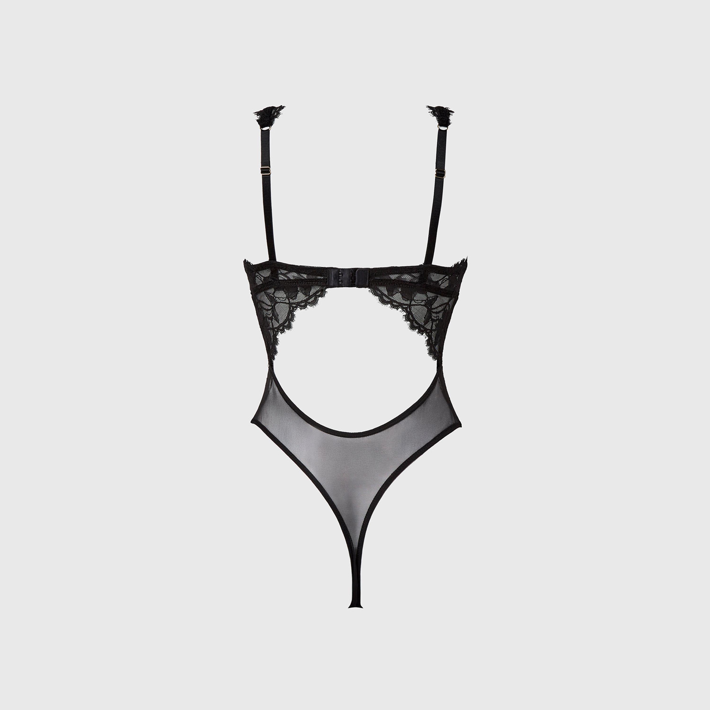 بودي سوت نسائي من البولي أميد بدانتيل زهور بدون سلك سفلي ودعم خفيف من لا سينزا-women-clothing-lingerie-babydollsandbodysuits-image-4