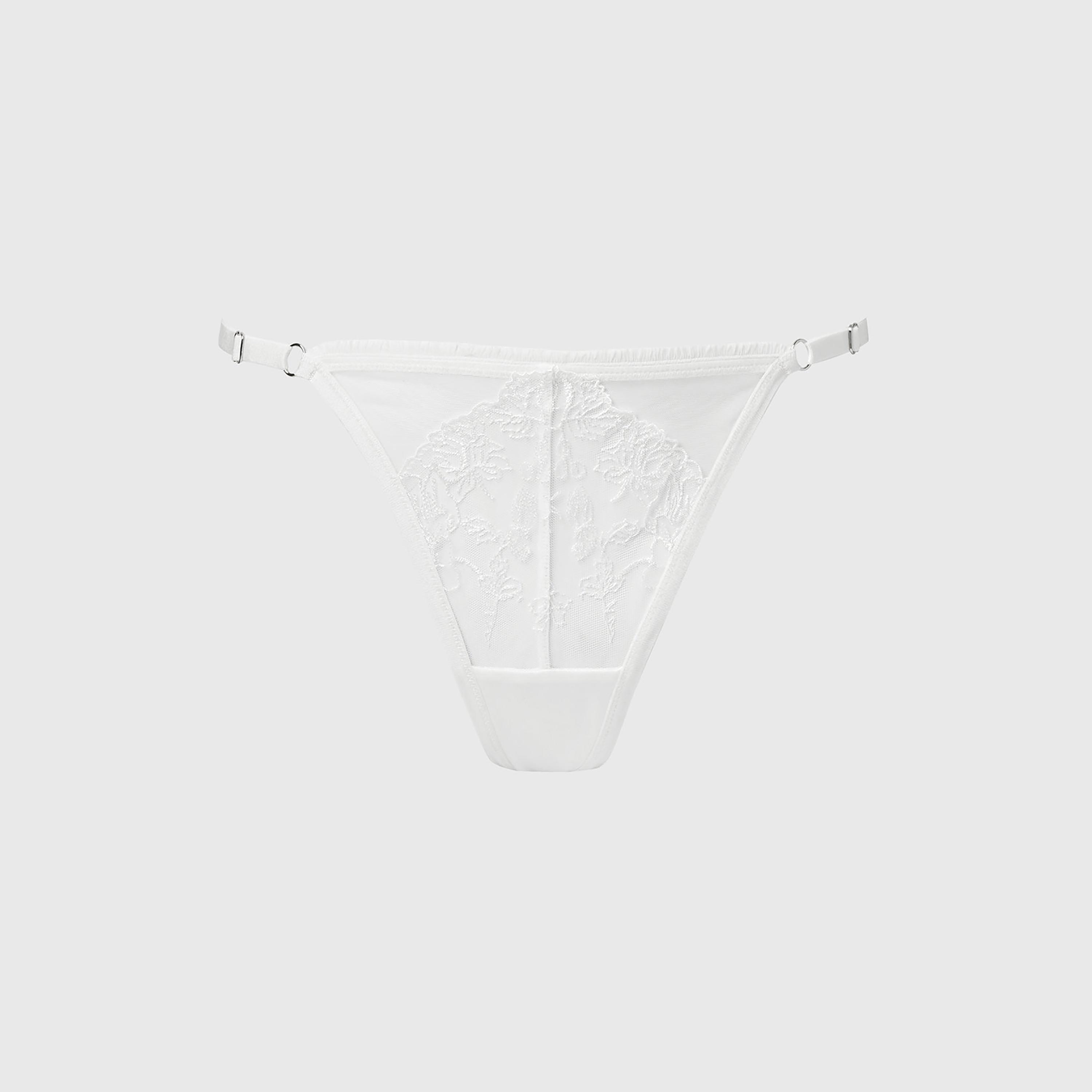 La Senza Designer Collection White Polyamide Embroidered Low Coverage Women's Thong Panties-women-clothing-lingerie-panties-image-3