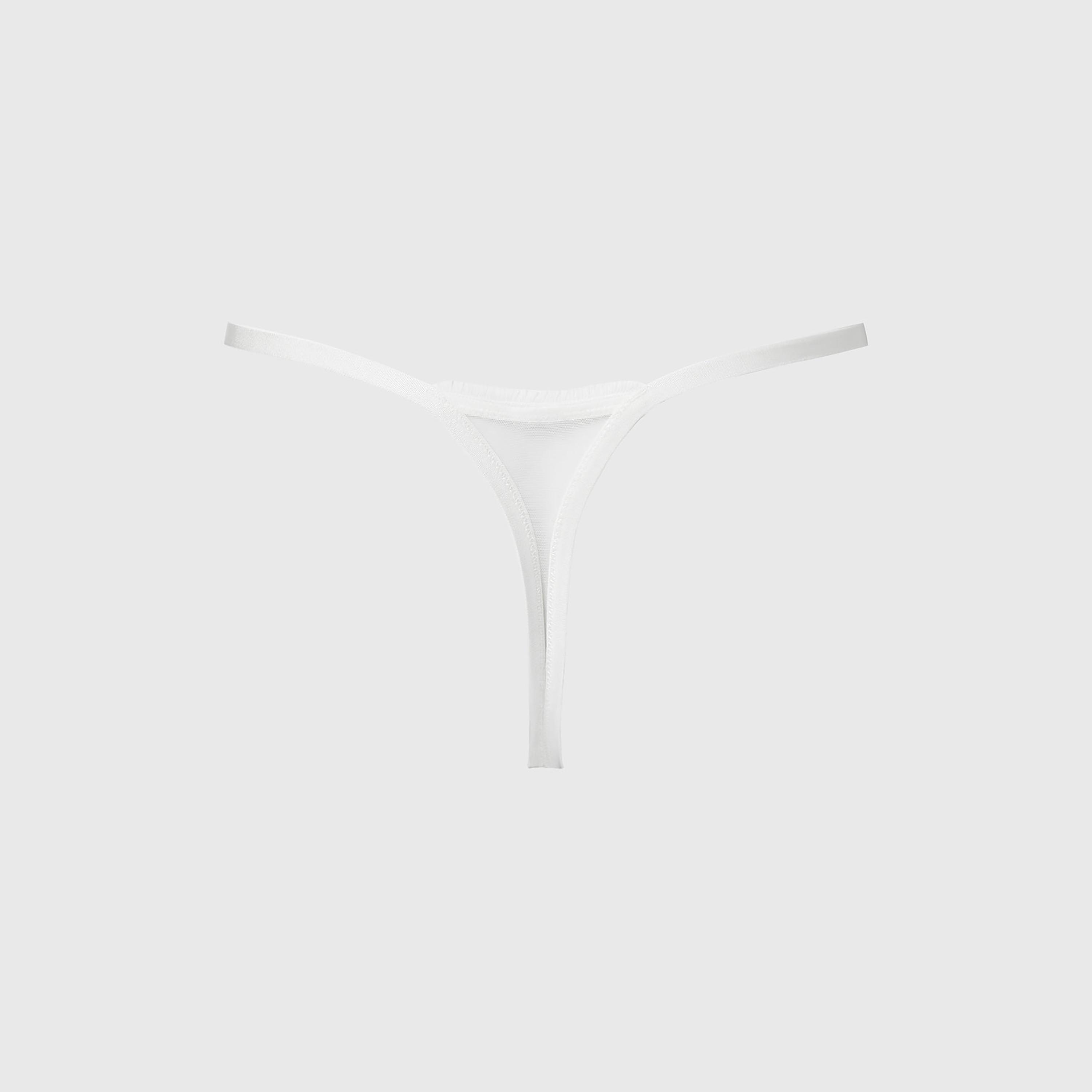 La Senza Designer Collection White Polyamide Embroidered Low Coverage Women's Thong Panties-women-clothing-lingerie-panties-image-4