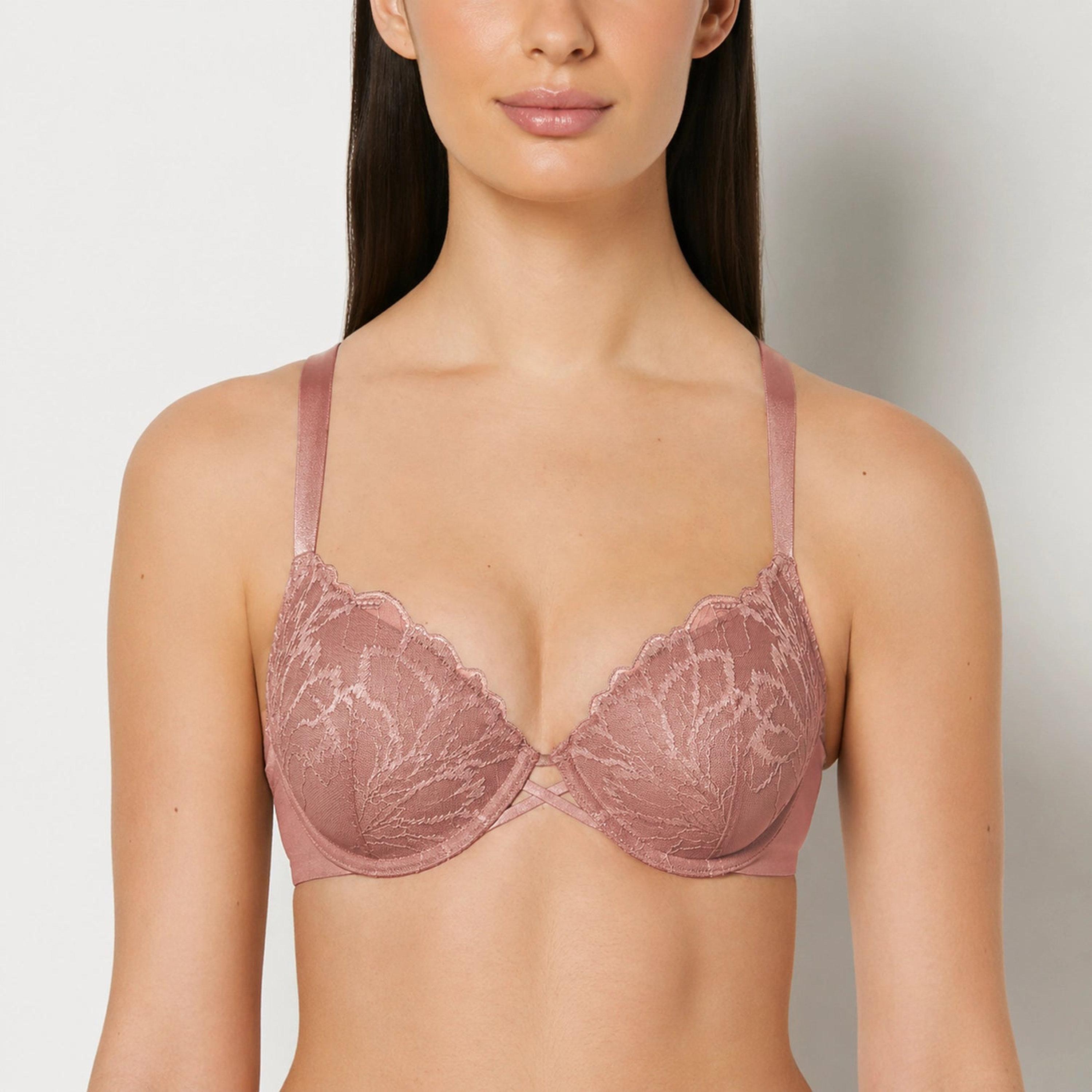 حمالة صدر بوش أب نسائية دانتيل بسلك ودعم متوسط ومبطنة خفيفاً لوش دانتيل من لا سينزا-women-clothing-lingerie-bras-image-1