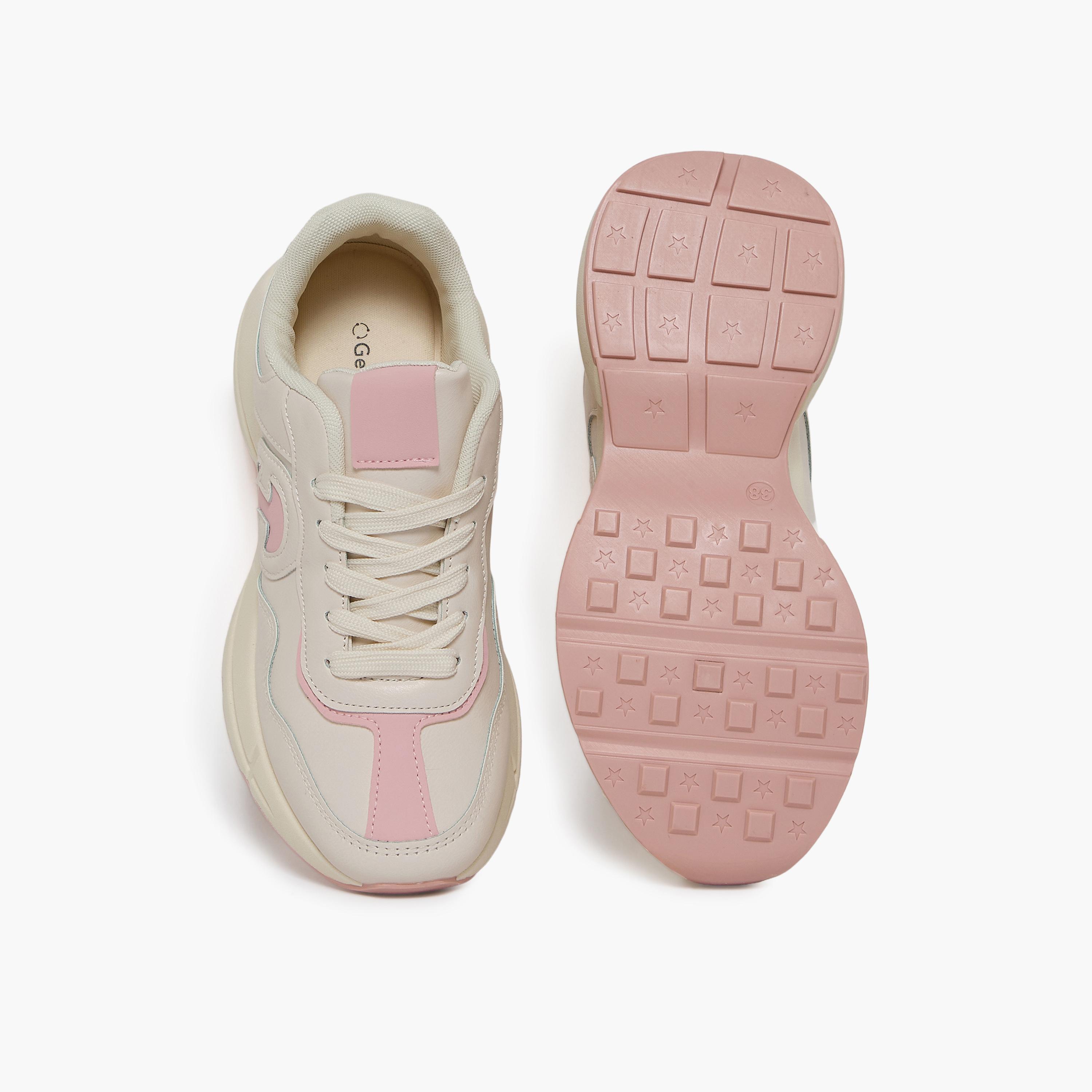 جيومني - حذاء رياضي مورات برباط نعل سميك كاحل منخفض للنساء | 611TF311-31-BEIGE-women-shoes-sneakers-image-3