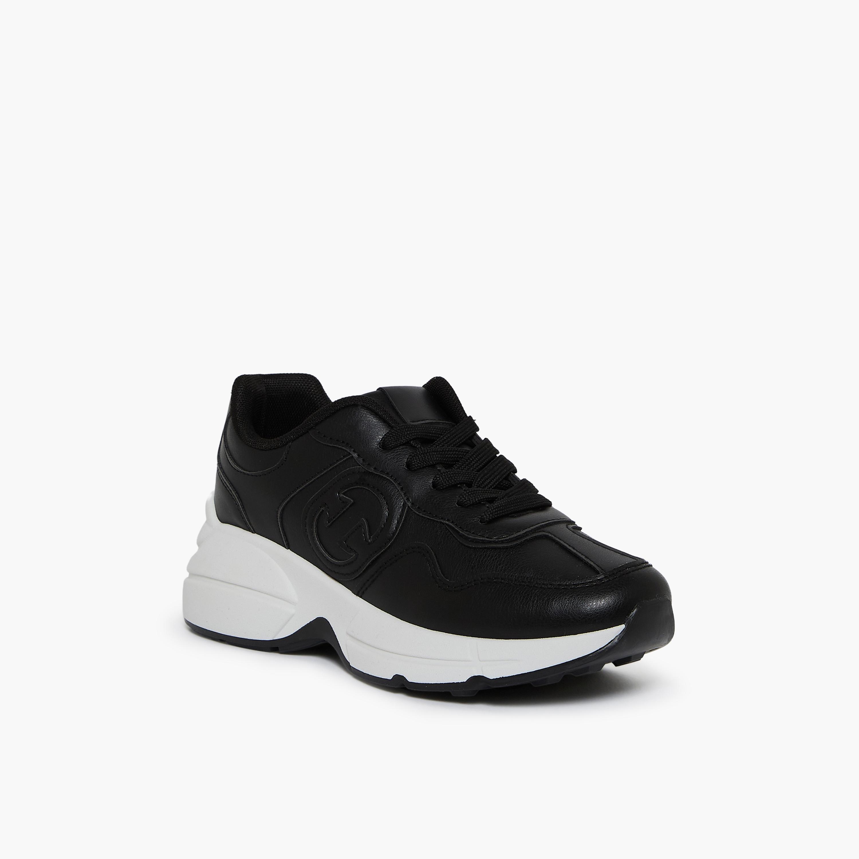 Geoomnii Women's Lace-Up Nuri Platform Low Ankle Sneakers | 611TF311-31-BLACK-women-shoes-sneakers-image-1