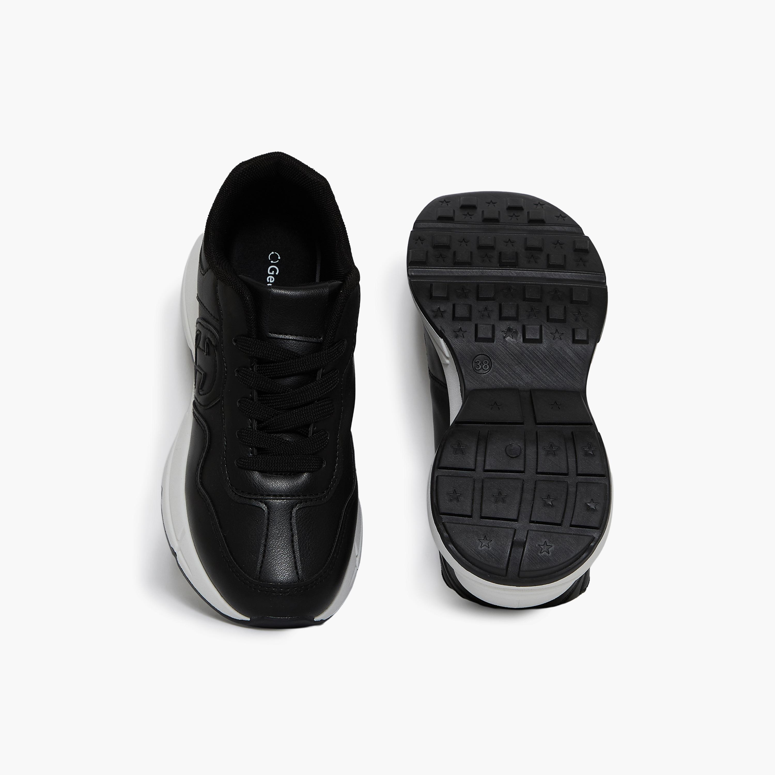 جيومني - حذاء رياضي نوري برباط نعل سميك كاحل منخفض للنساء | 611TF311-31-BLACK-women-shoes-sneakers-image-3