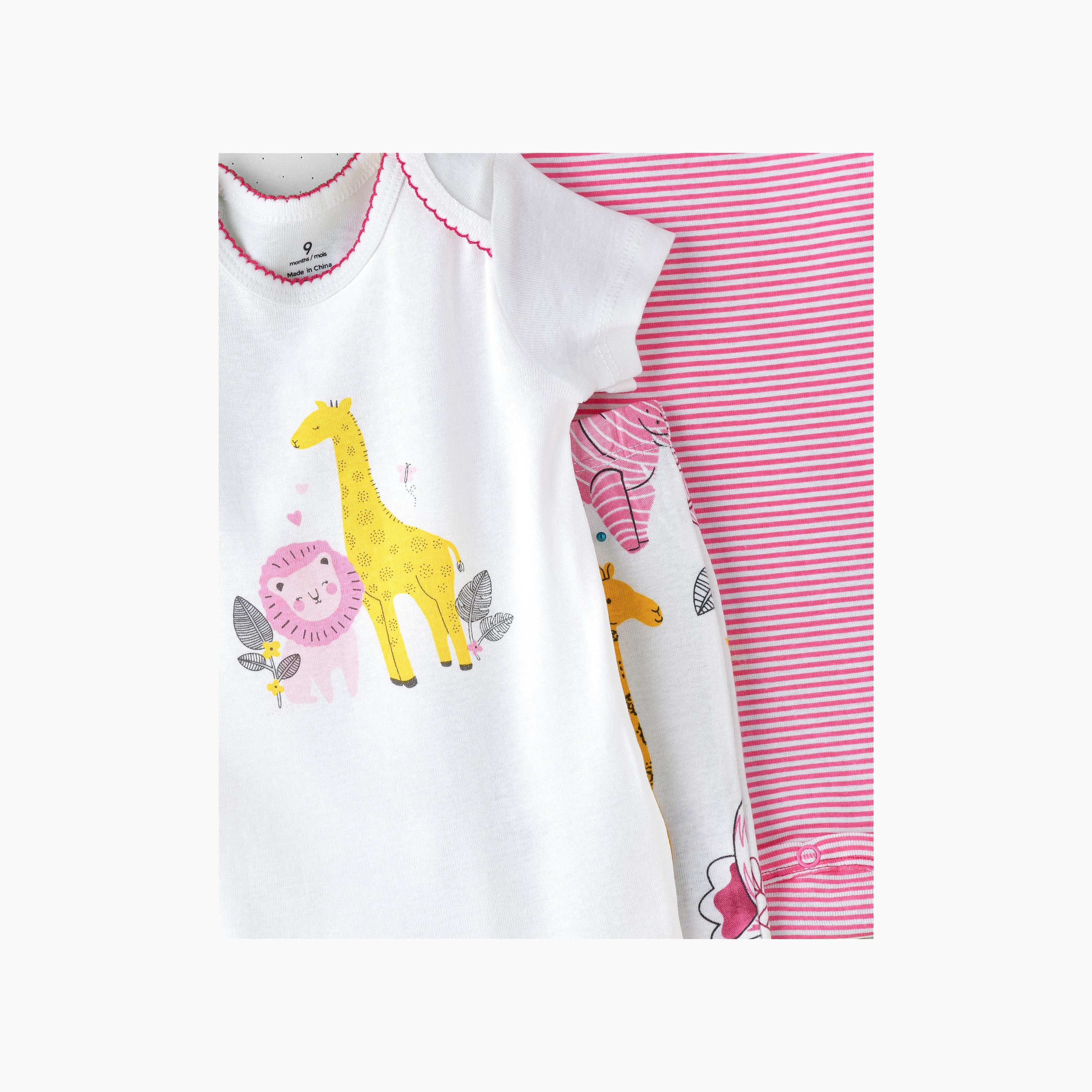 Babyqlo 2-Piece Jungle Safari Printed Bodysuits with Leggings-baby-girls-clothing-bodysuits-image-2