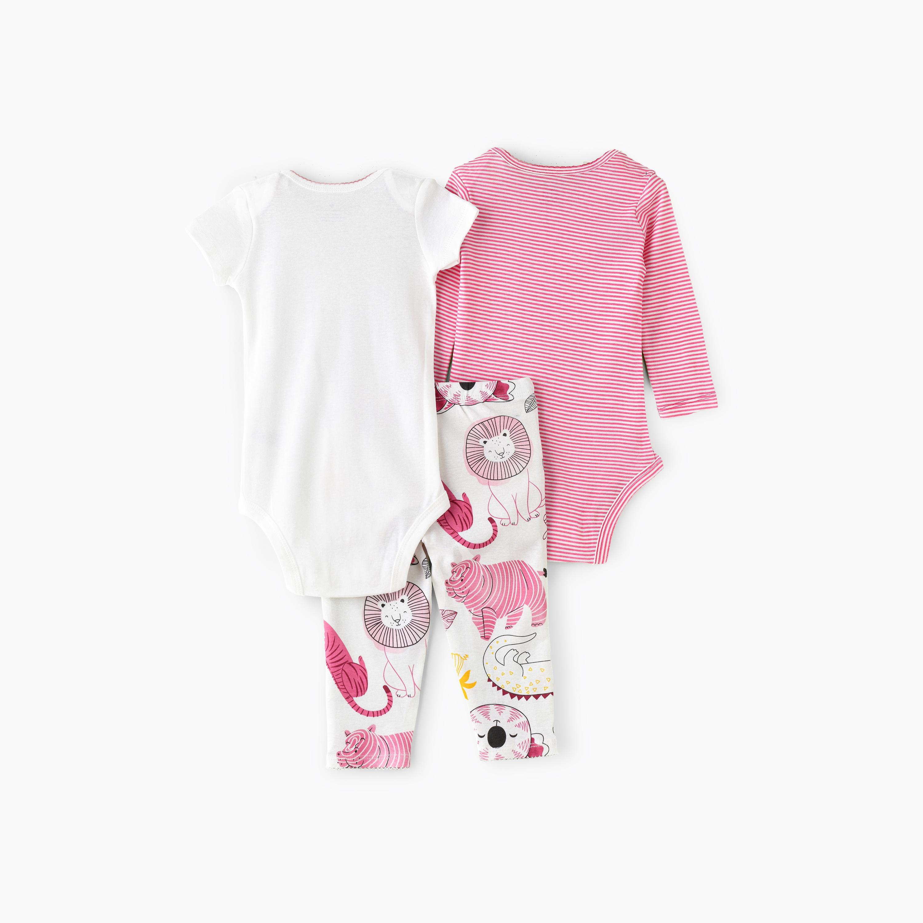 Babyqlo 2-Piece Jungle Safari Printed Bodysuits with Leggings-baby-girls-clothing-bodysuits-image-3