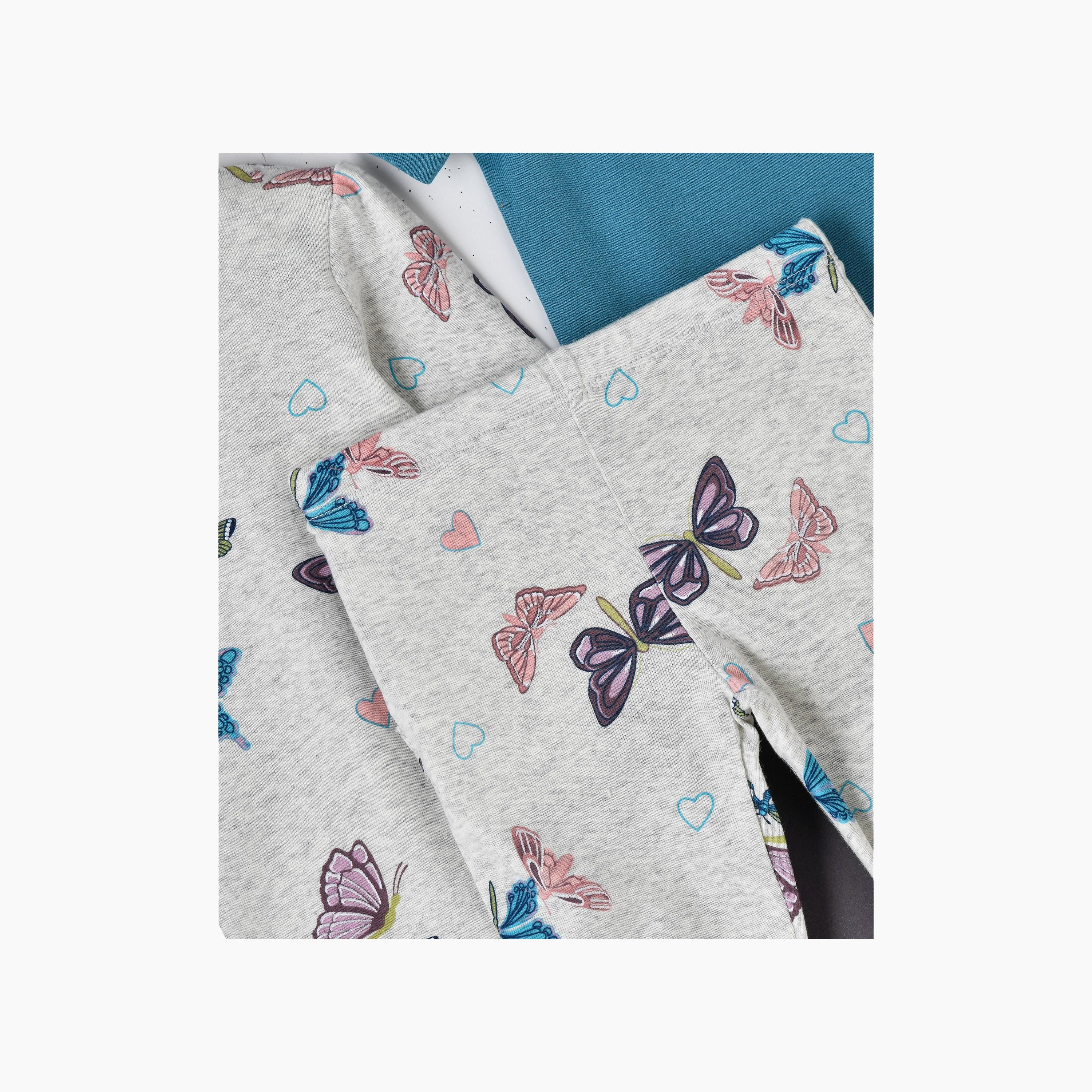 Babyqlo 2-Piece Butterfly Dreams Printed Bodysuits with Leggings-baby-girls-clothing-bodysuits-image-2