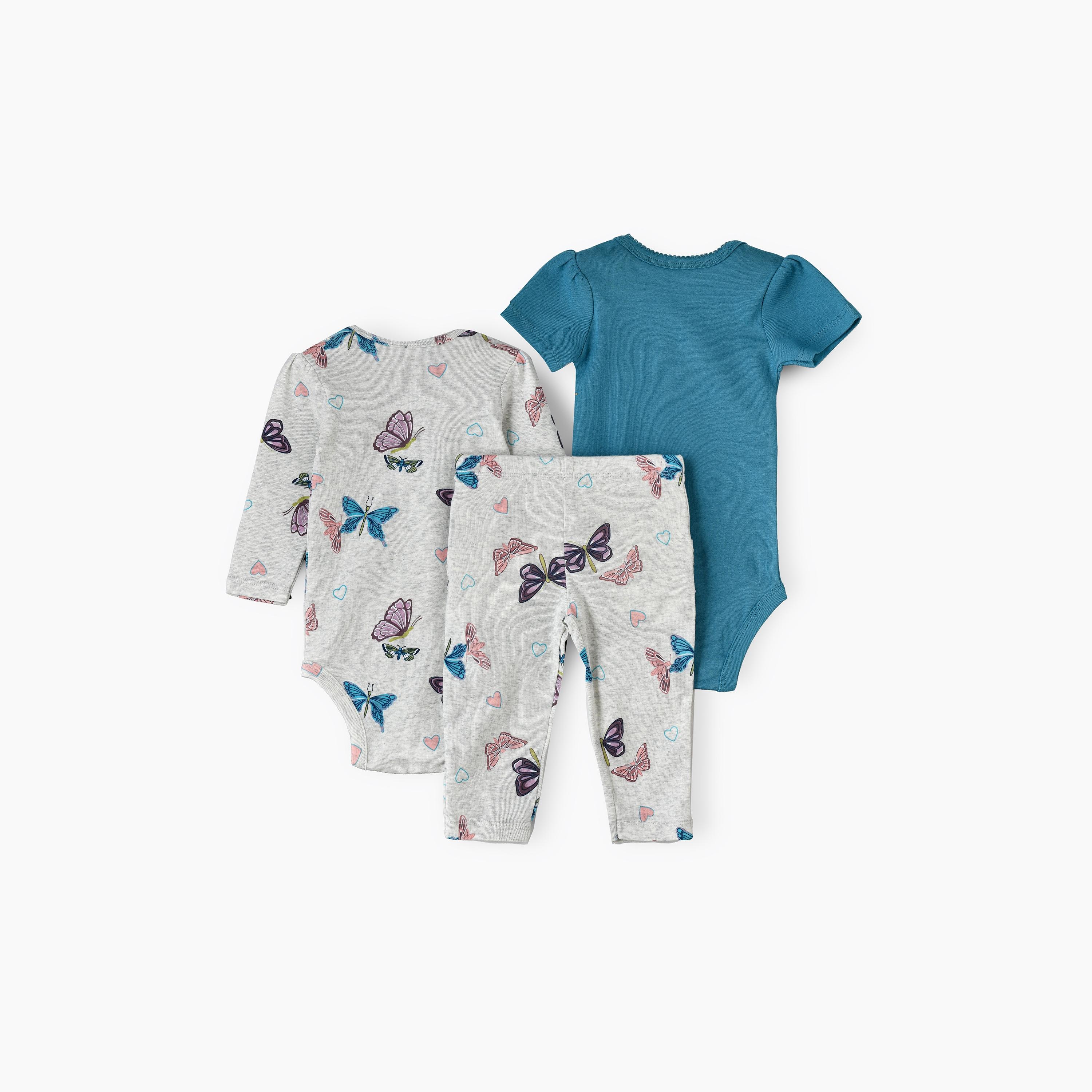 Babyqlo 2-Piece Butterfly Dreams Printed Bodysuits with Leggings-baby-girls-clothing-bodysuits-image-3
