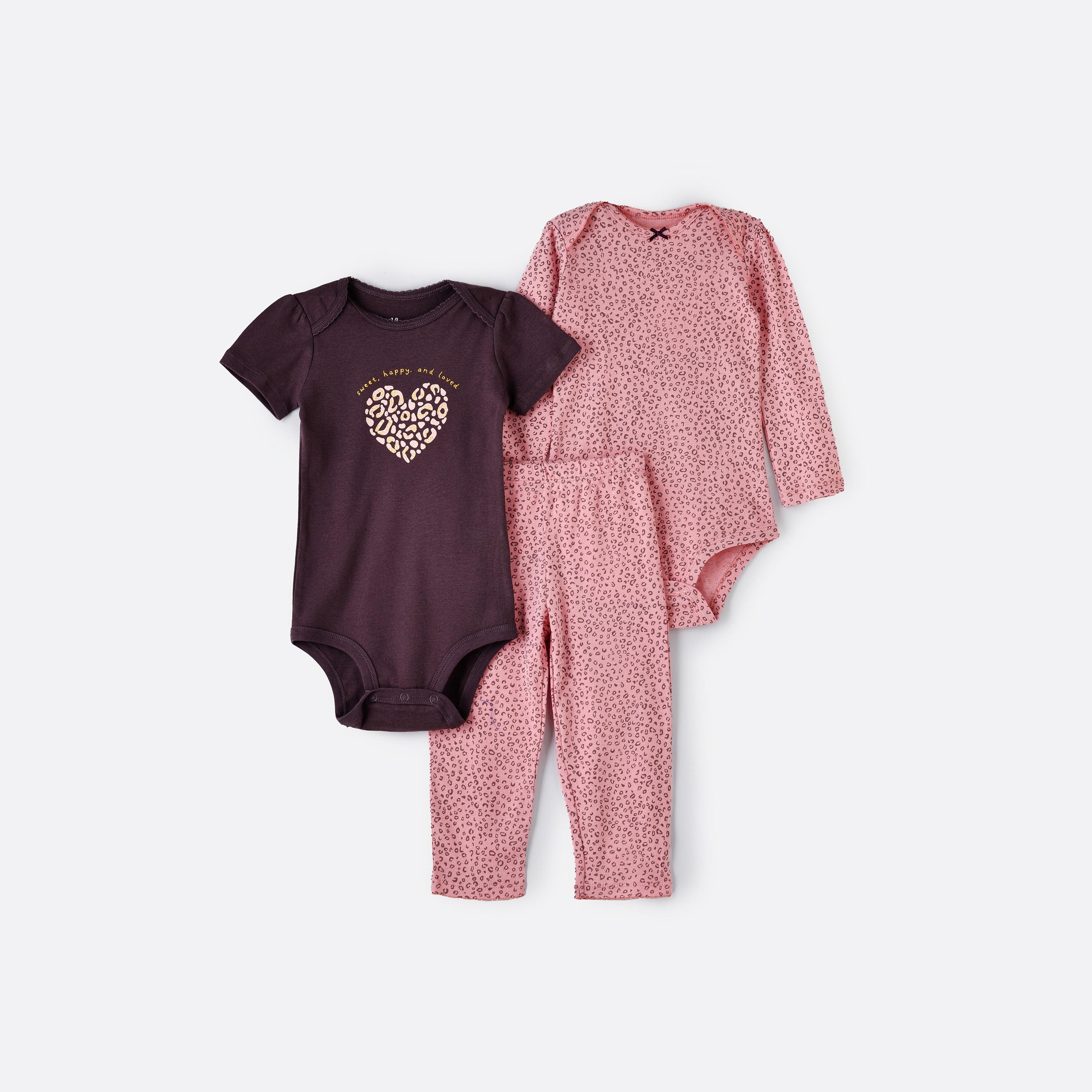 Babyqlo 2-Piece Happy Kitty Printed Bodysuits with Leggings-baby-girls-clothing-bodysuits-image-1