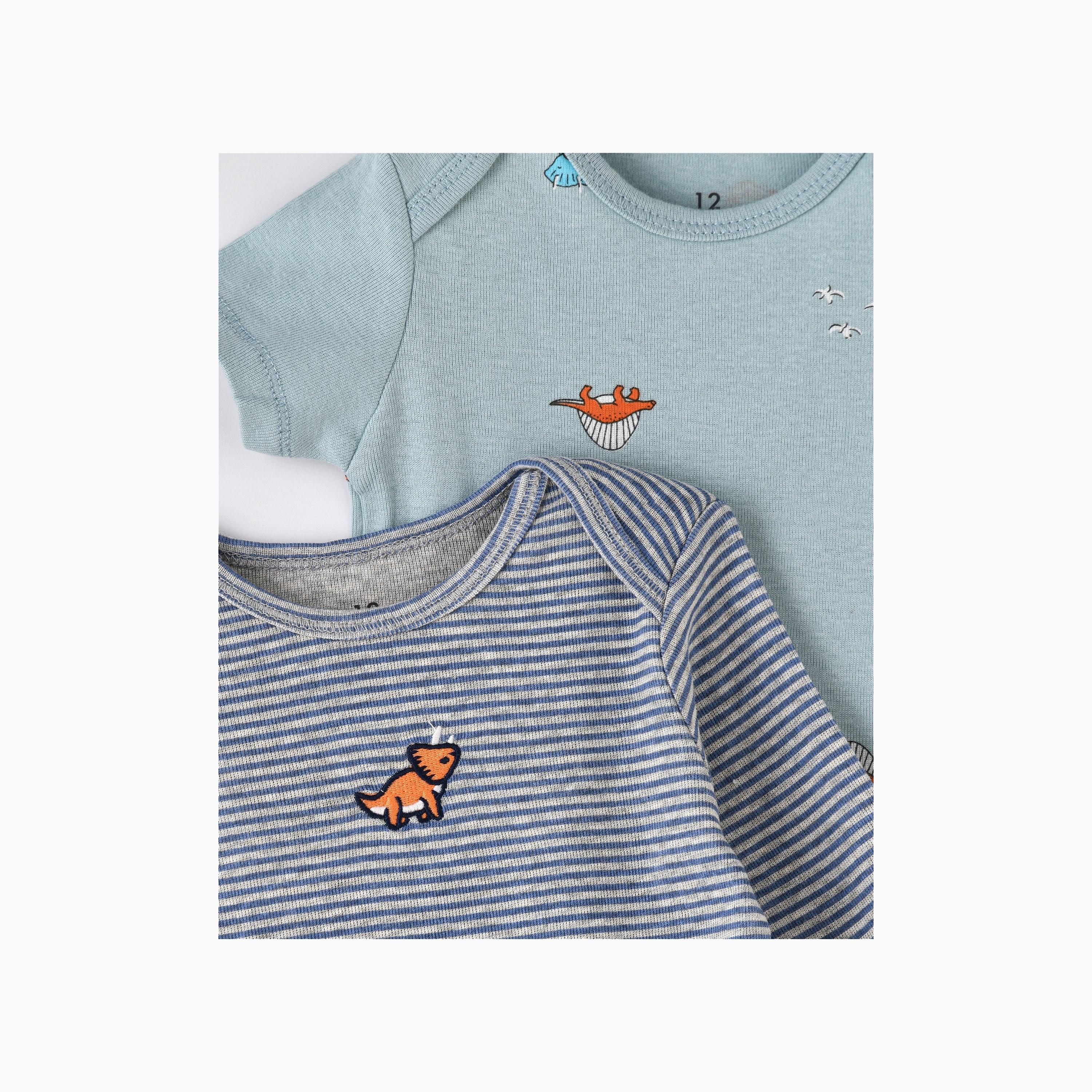بودي سوت قطعتين بطبعة مغامرة داينو للجنسين مع بنطال ضيق من بيبيكلو-baby-boys-clothing-multipacks-image-2