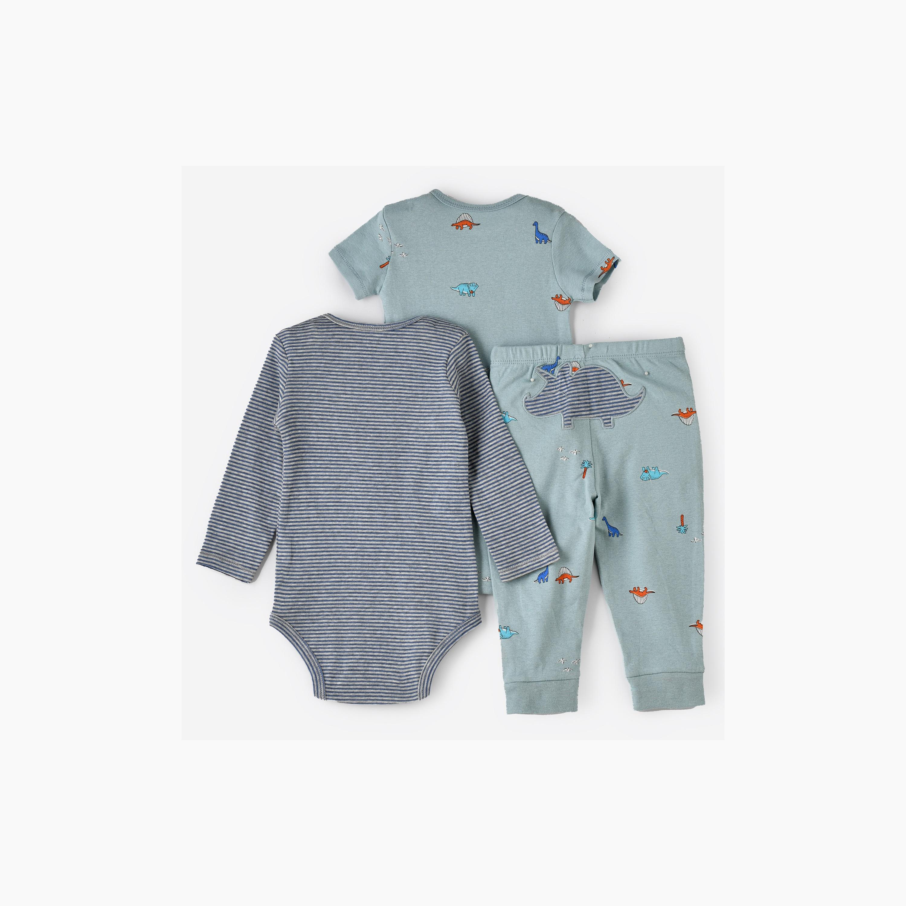 بودي سوت قطعتين بطبعة مغامرة داينو للجنسين مع بنطال ضيق من بيبيكلو-baby-boys-clothing-multipacks-image-3