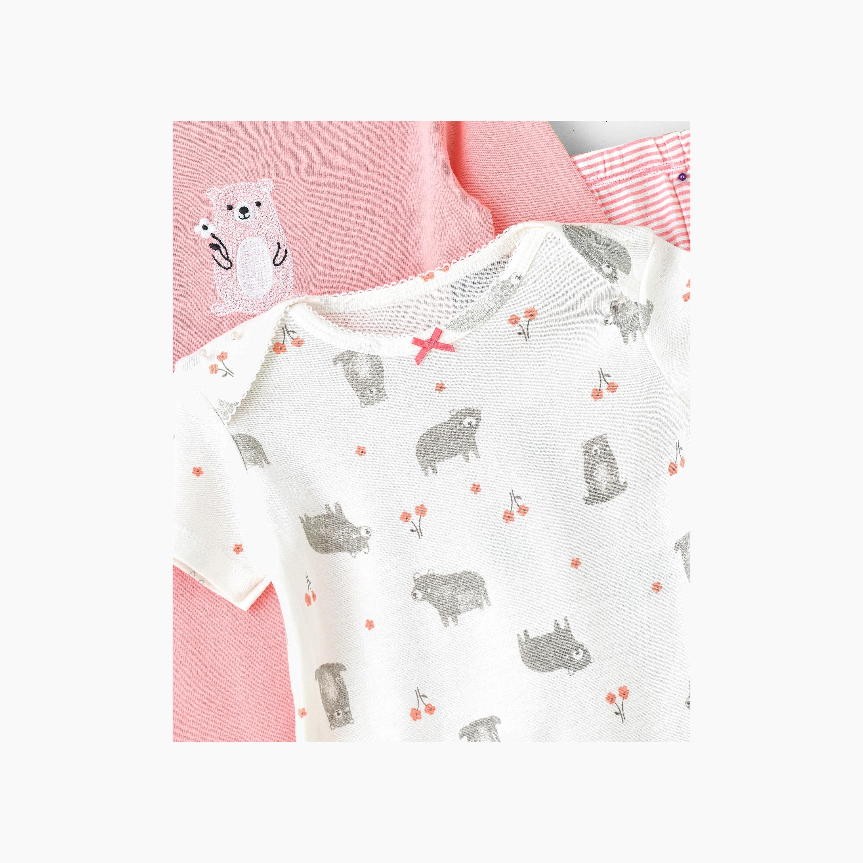 Babyqlo 2-Piece Snuggle Bear Printed Bodysuits with Leggings-baby-girls-clothing-bodysuits-image-4