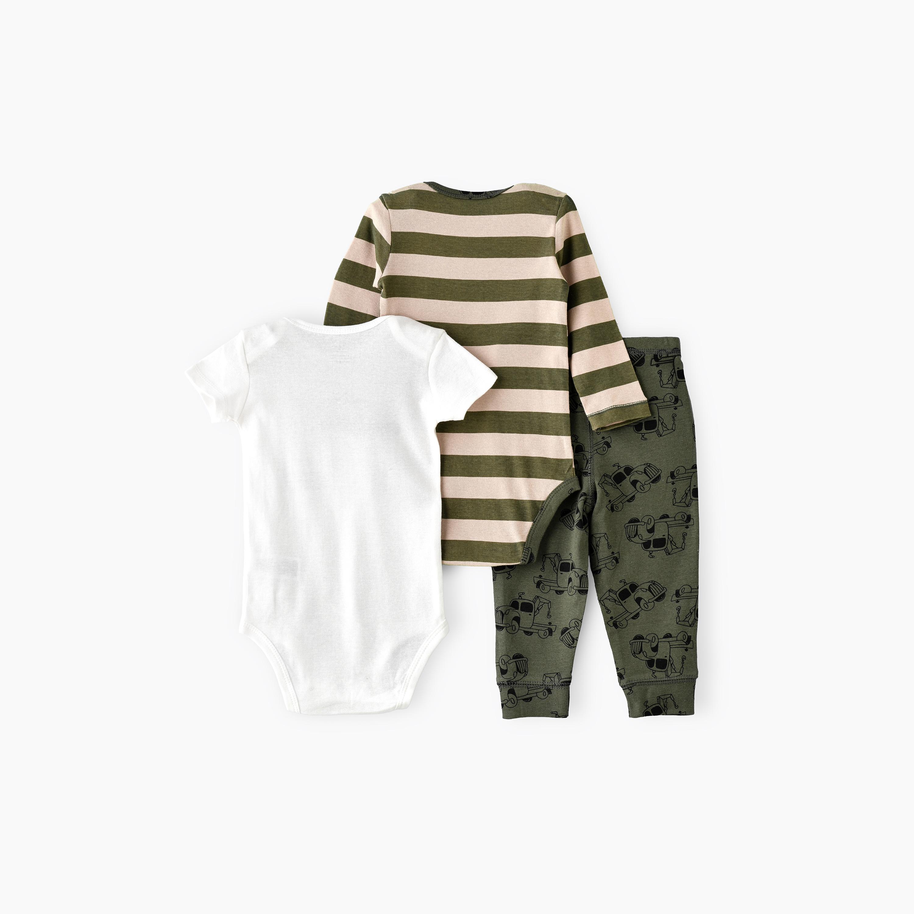 Babyqlo 2-Piece Tow-Truck Adventures Printed Bodysuits with Joggers-baby-boys-clothing-multipacks-image-3