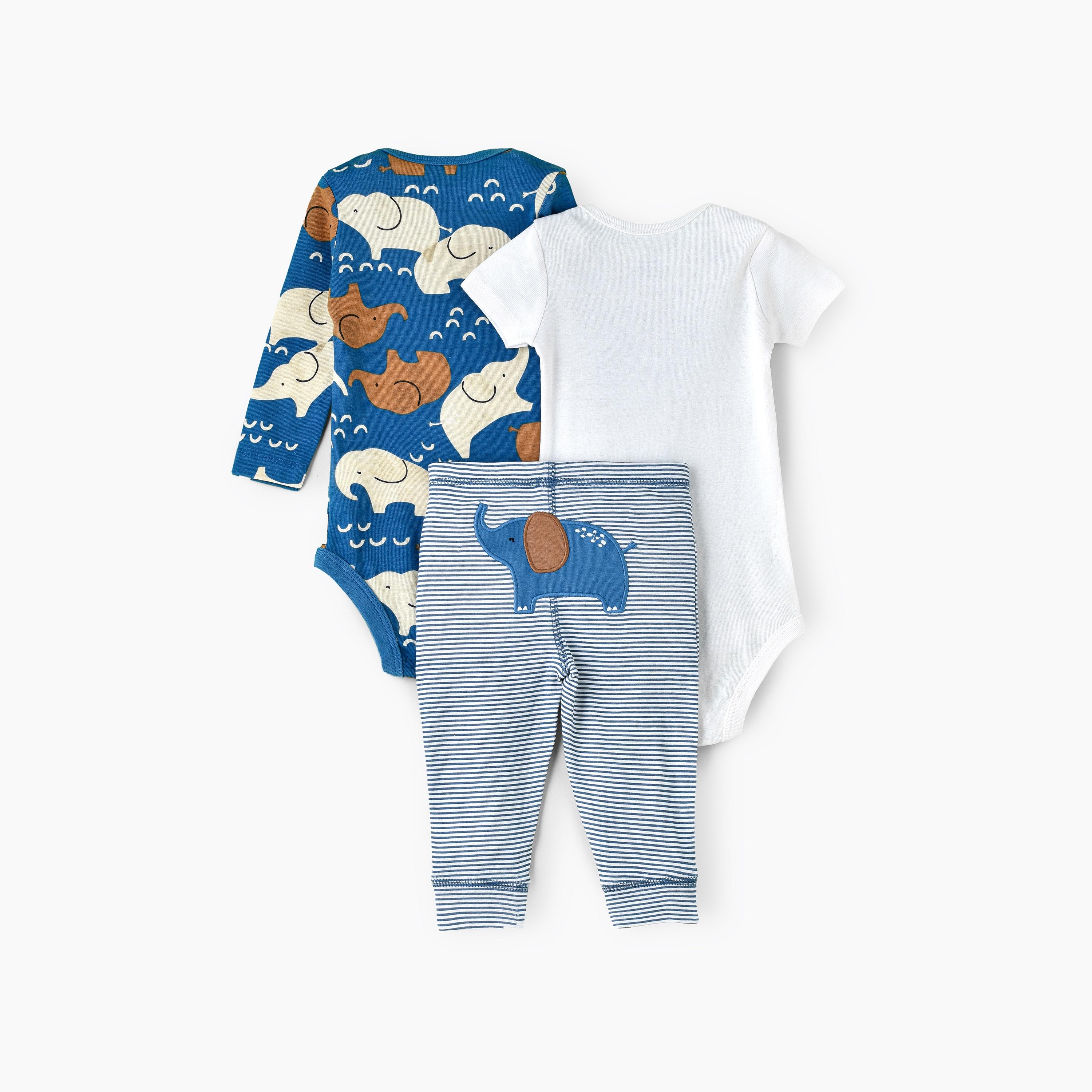 Babyqlo 2-Piece Elephant Love Printed Bodysuits with Joggers-baby-boys-clothing-bodysuits-image-3