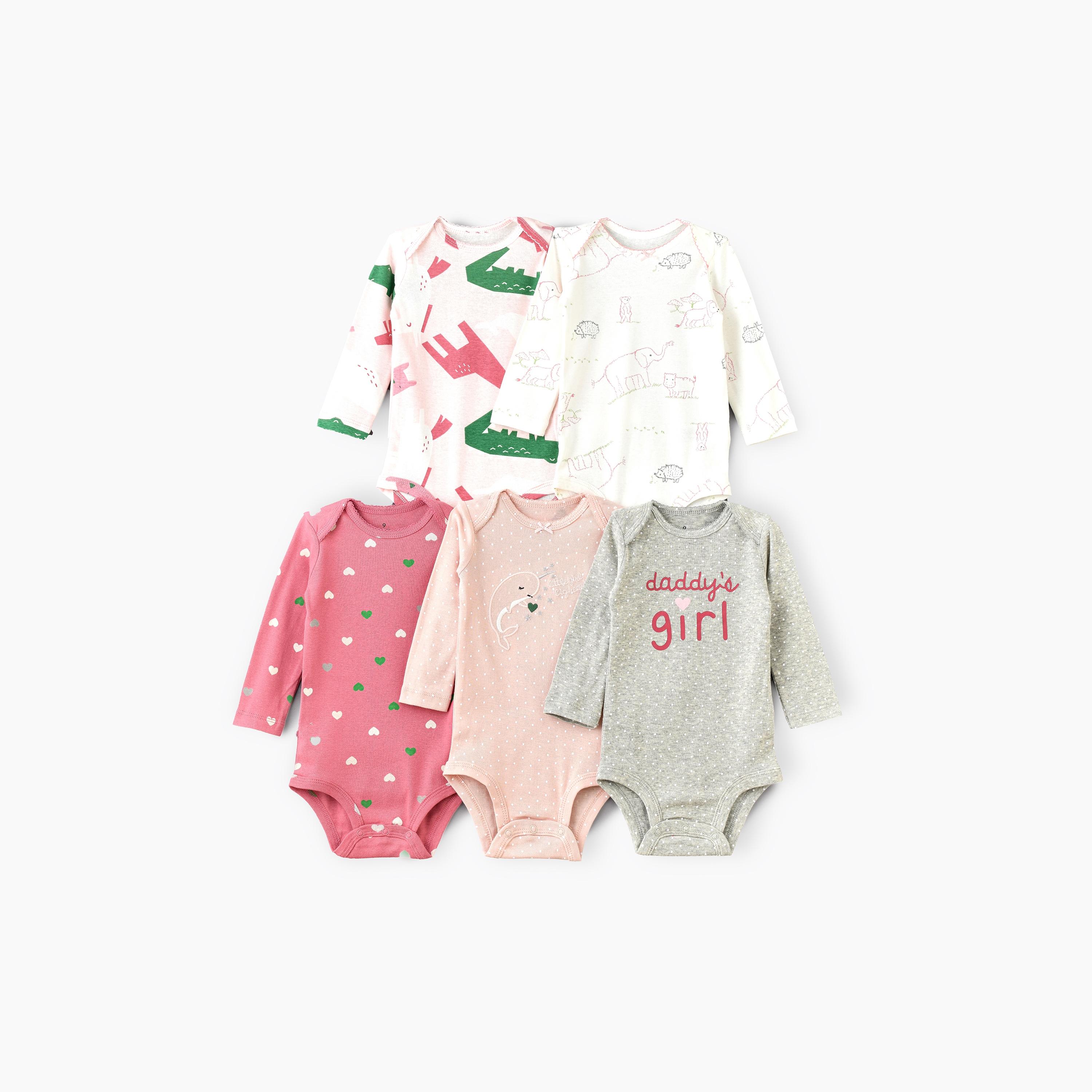 بودي سوت 5 قطع بطبعة حيوانات وقلوب لطيفة للجنسين من بيبيكلو-baby-boys-clothing-multipacks-image-1