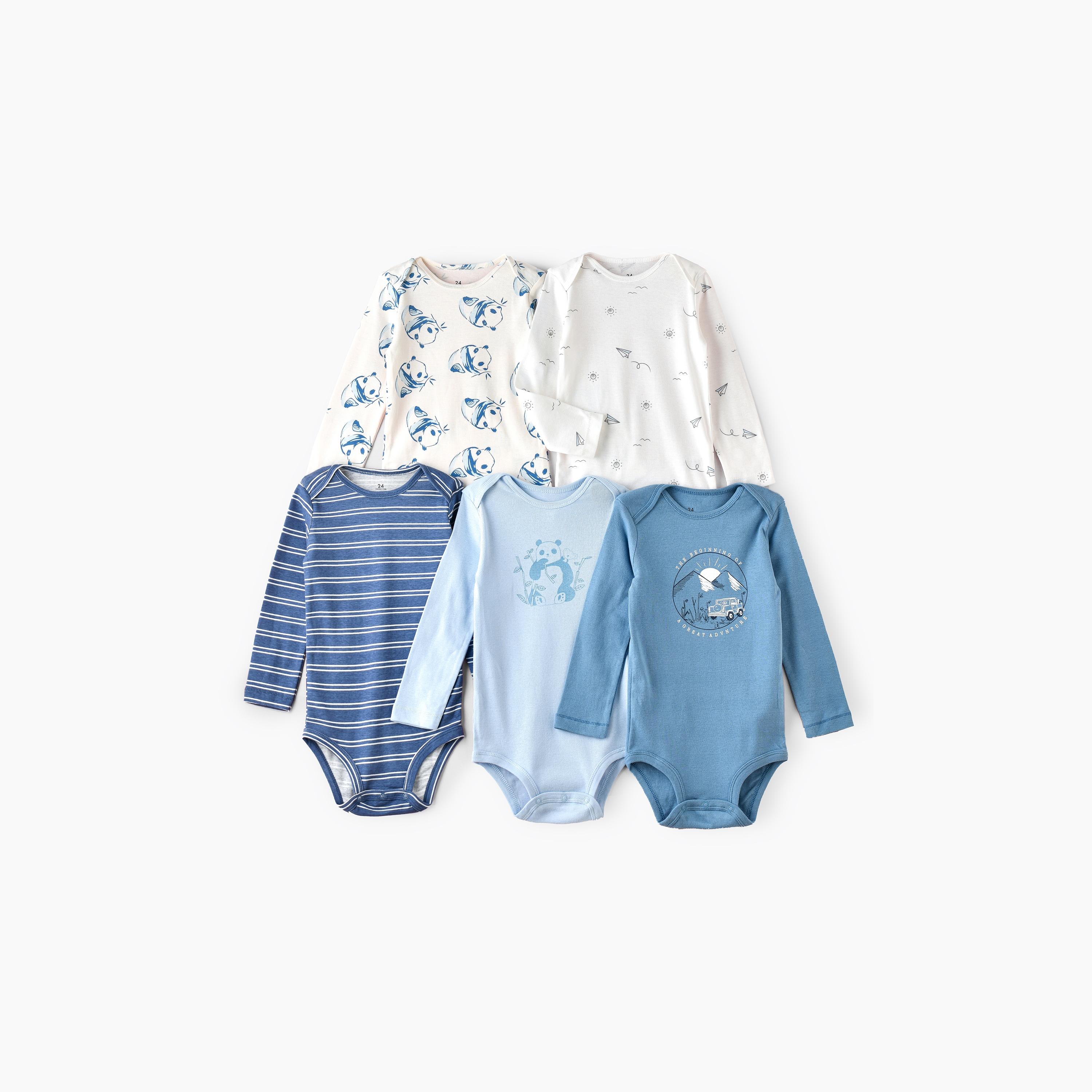 Babyqlo 5-Piece Adventure & Panda-Themed Bodysuits-baby-boys-clothing-bodysuits-image-1