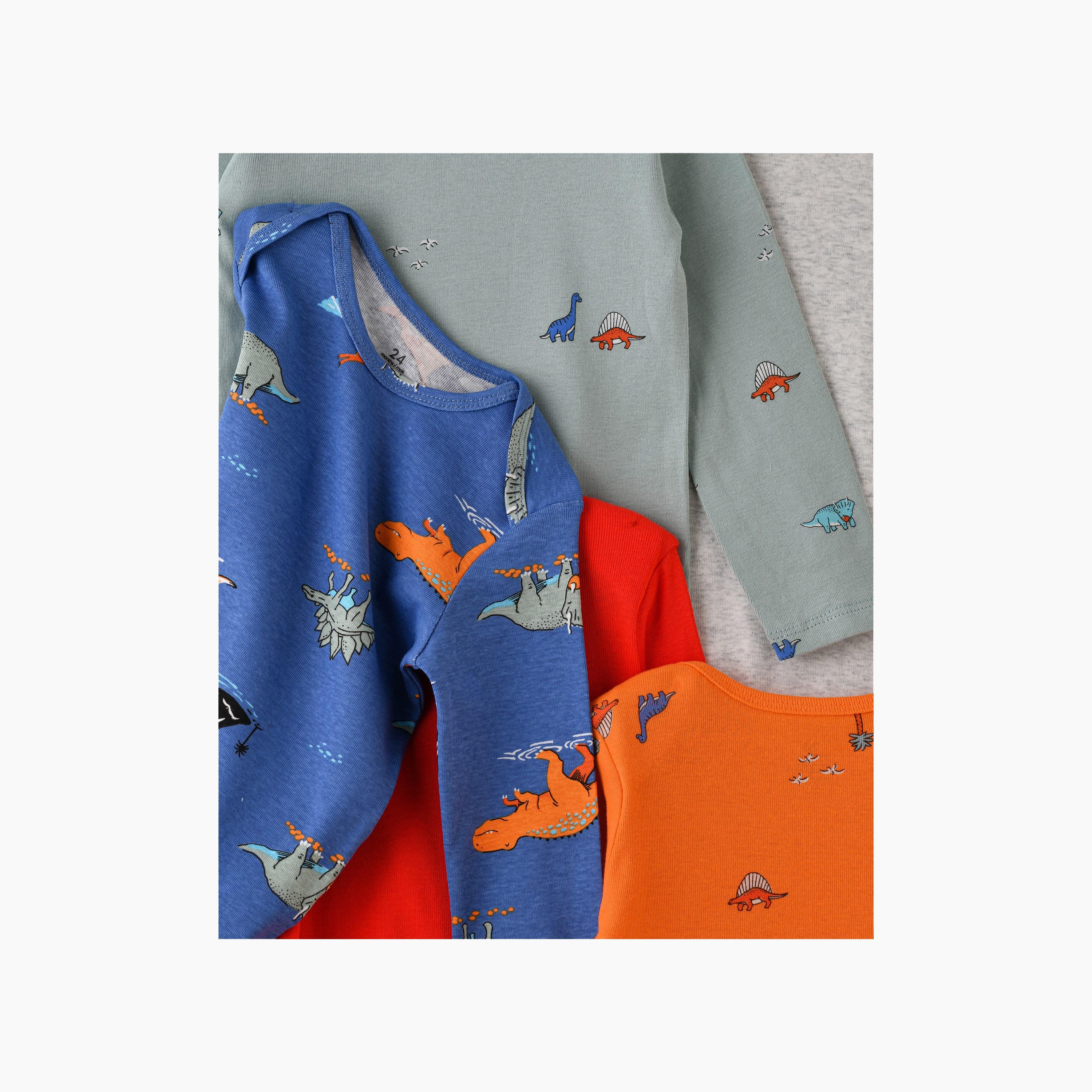 Babyqlo 5-Piece Dinosaur Adventure Printed Bodysuits-baby-boys-clothing-bodysuits-image-5